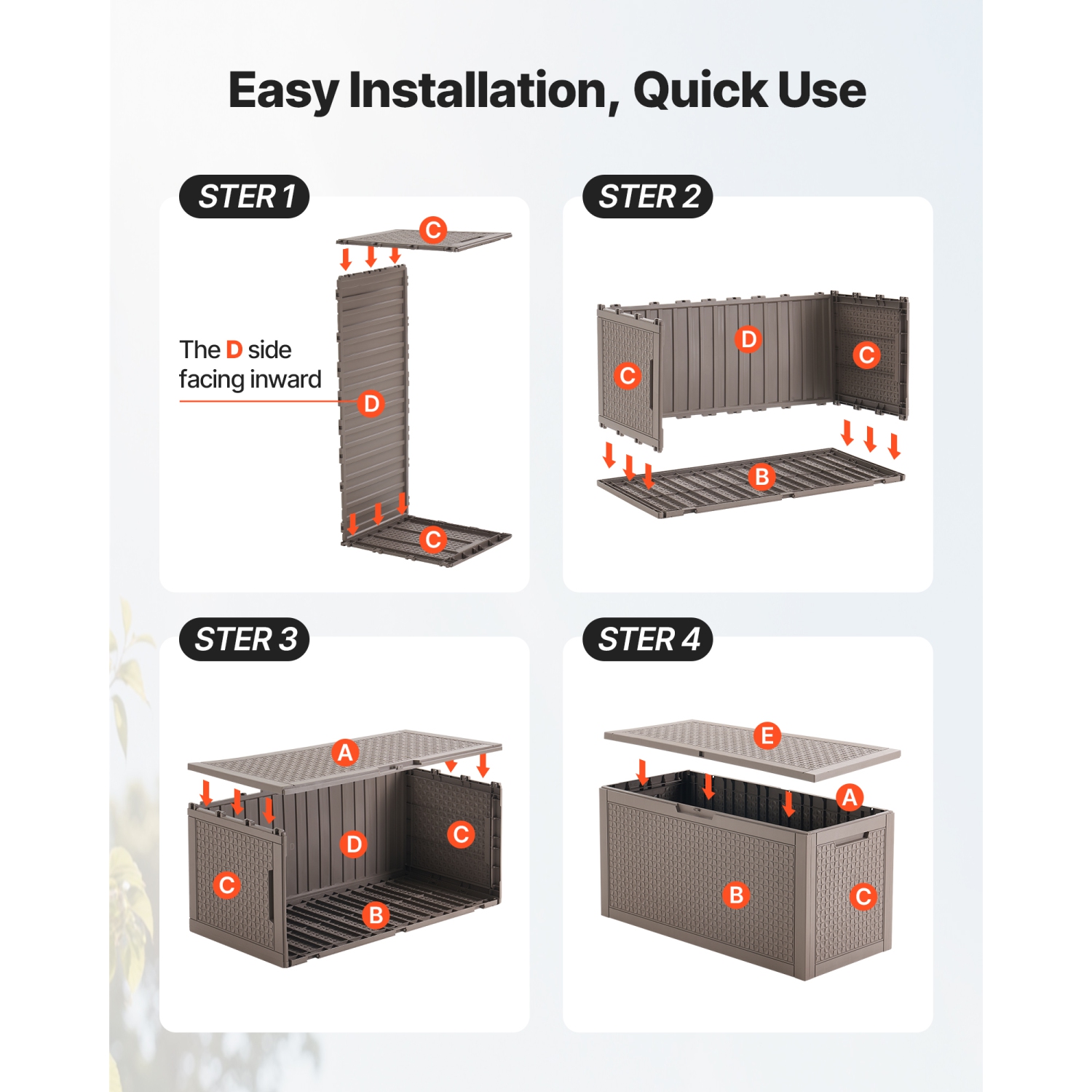 VEVOR 100 Gallon Outdoor Storage Box,Resin Deck Box, Backyard Outside Toy and Towel Storage Cabinet Waterproof,for Patio Furniture Cushions,Pool