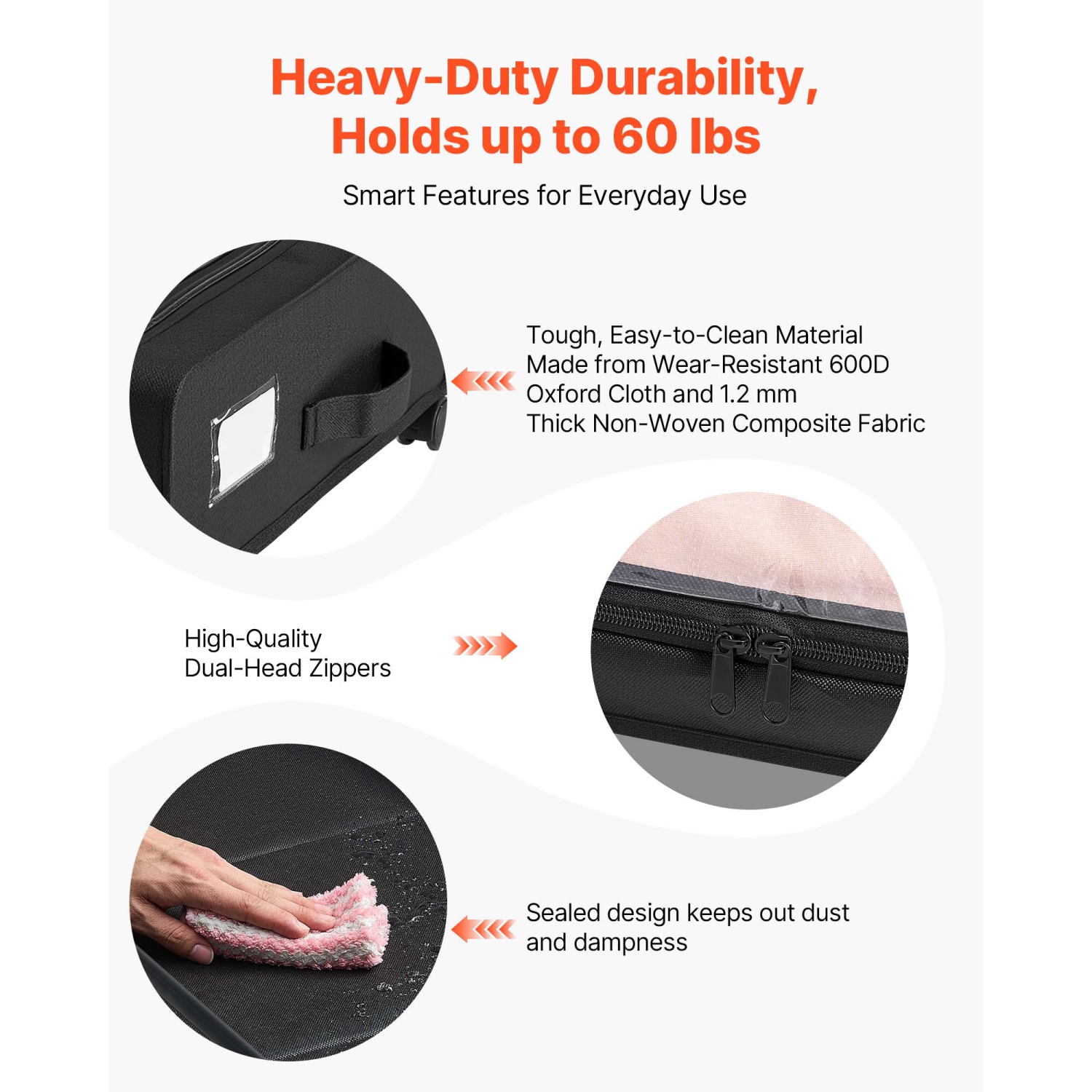 VEVOR 30.3 x 18.5 x 6.8 inch Under Bed Storage with Wheels,Underbed Containers with Clear Lid,Underbed Shoe Organizer,Rolling Under the Bed Storage