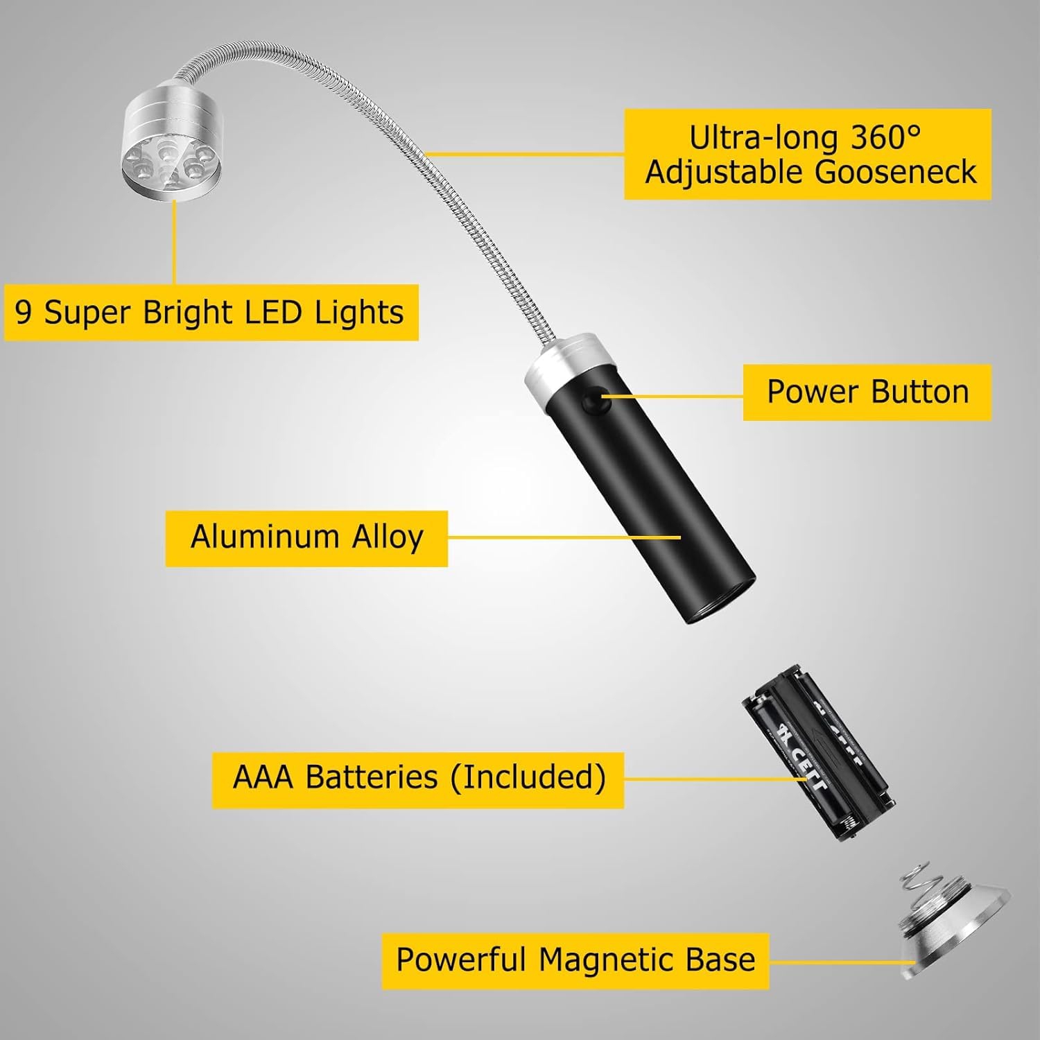 Ensemble de 2 lampes pour barbecue, Rotation à 360° Super-Bright, Cadeaux pour anniversaire, Résistant aux intempéries, Puissante lampe pour barbecue