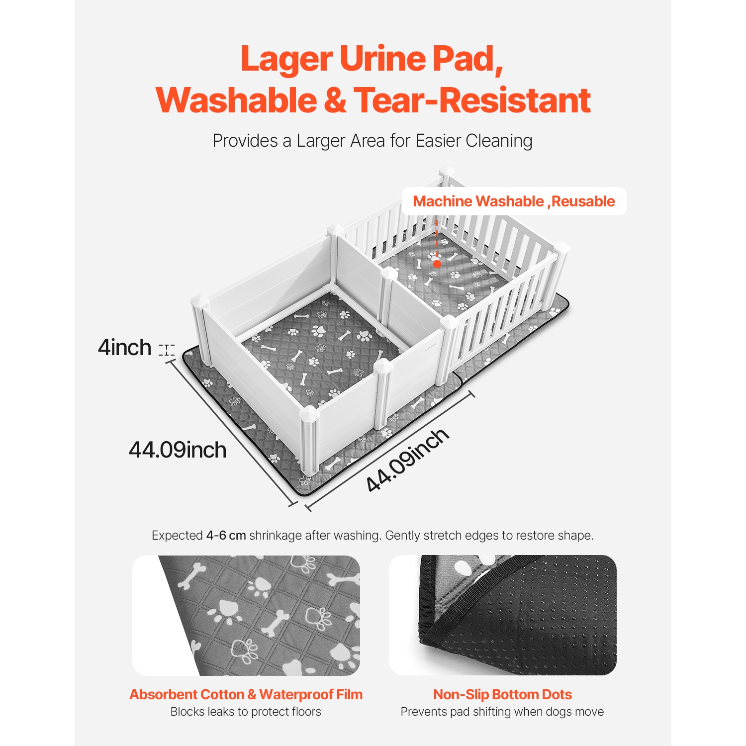 VEVOR 73x38x19.7 in Dog Whelping Box,Plastic Dog Whelping Pen with Adjustable Height Door, Puppy Playpen with Waterproof Pee Pad,Durable Indoor Pet