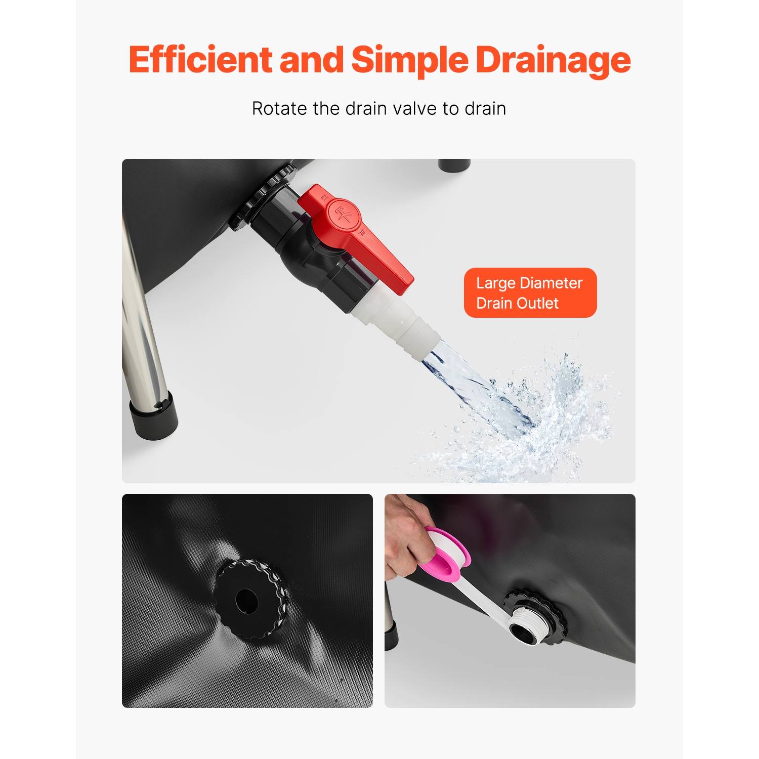 VEVOR 270Gal Canvas Fish Pond,Above Ground Fish Pond,PVC Koi Tank with Clear Viewing Panel,Rectangular Goldfish Tank with Stainless Steel Frame &