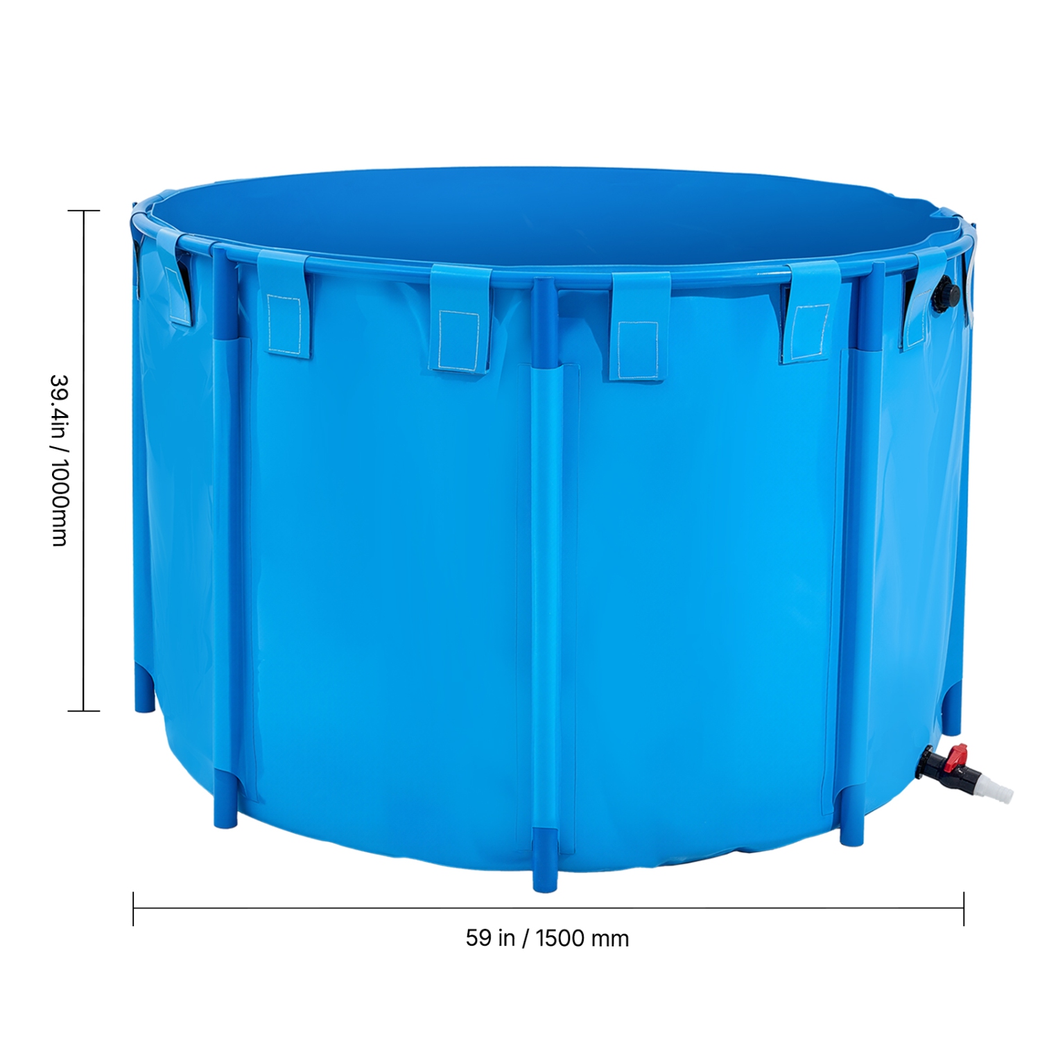 VEVOR 448.8 Gal Capacity Canvas Fish Pond,Above Ground Fish Pond, Foldable PVC Koi Tank, Round Goldfish Tank with Stable Frame and Drain Valve, for