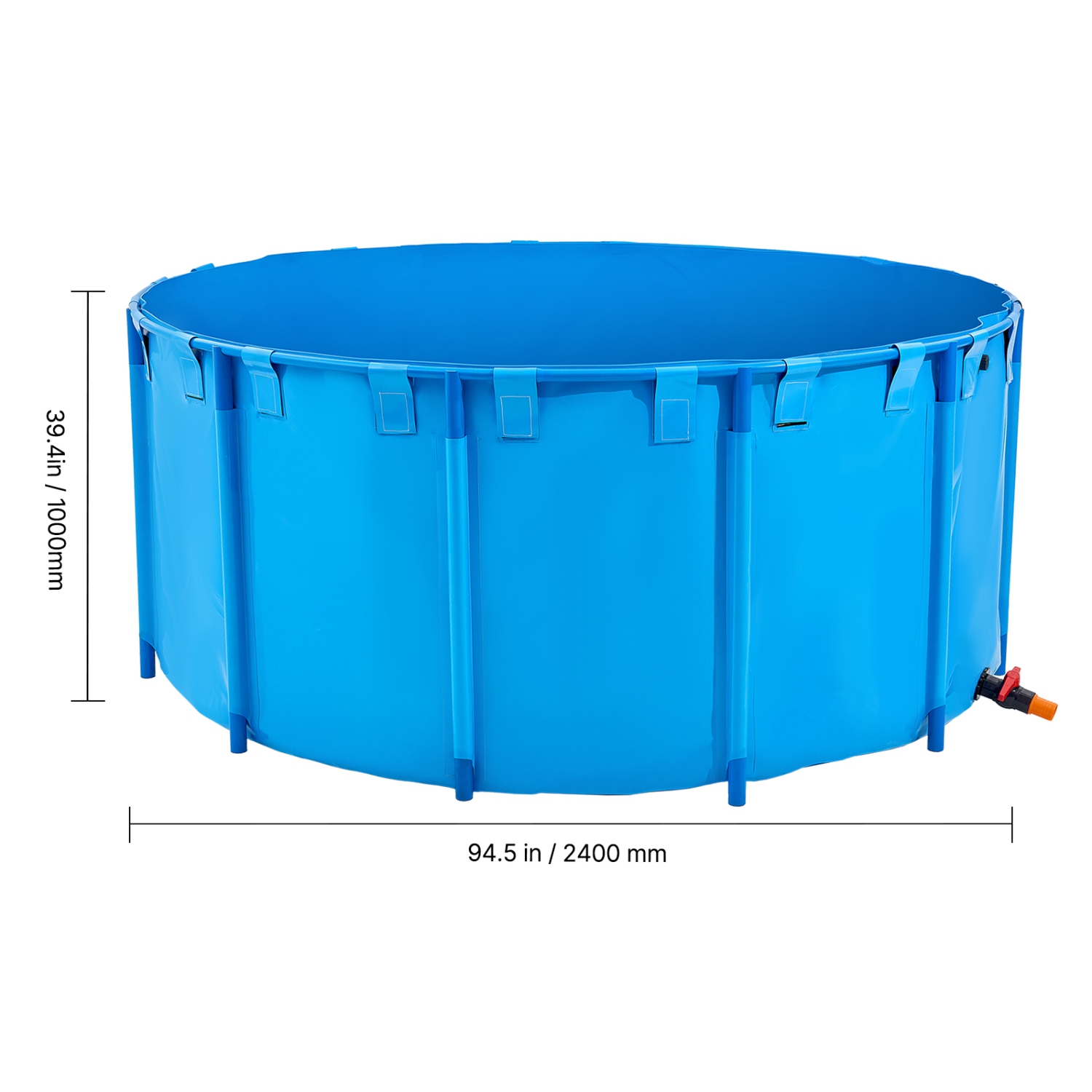 VEVOR 1320 Gal Capacity Canvas Fish Pond,Above Ground Fish Pond, Foldable PVC Koi Tank, Round Goldfish Tank with Stable Frame and Drain Valve,for