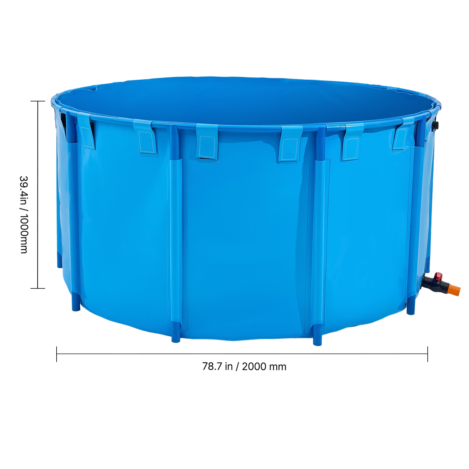 VEVOR 818 Gal Capacity Canvas Fish Pond, Above Ground Fish Pond, Foldable PVC Koi Tank, Round Goldfish Tank with Stable Frame and Drain Valve, for