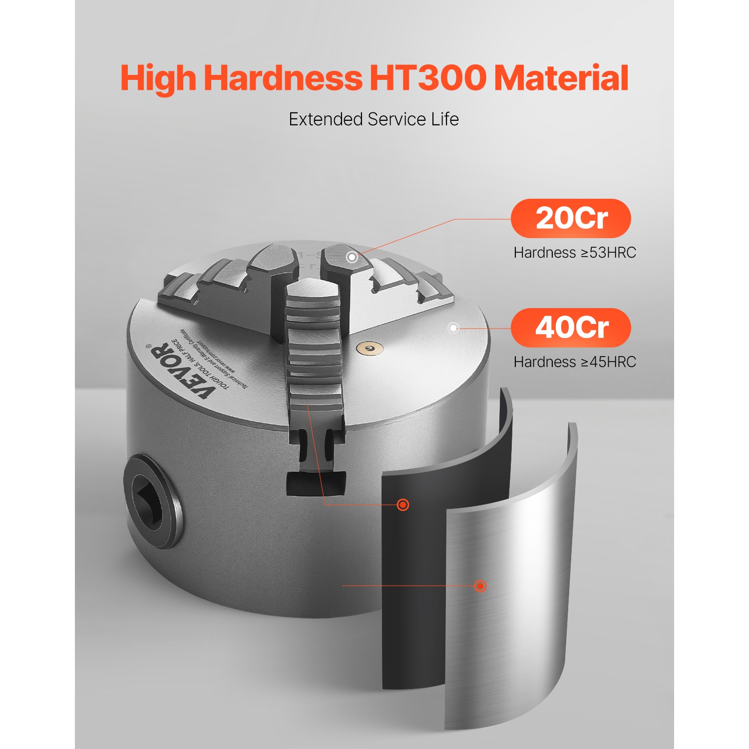 VEVOR 3 Inch 3-Jaw Lathe Chuck,Self-Centering Chuck,0.08-2.48in (2-63 mm) Clamping Range with T-key Fixing Screws Reversible Jaws,HT300