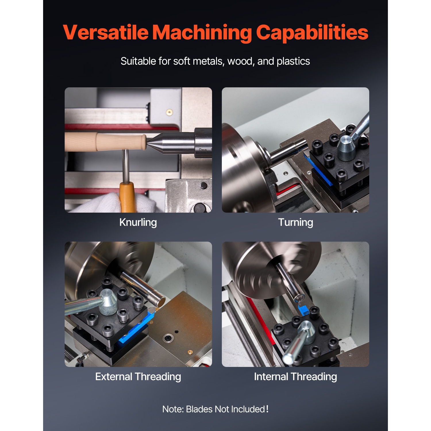 VEVOR 8.7 x 39 in Metal Lathe Machine, Precision Bench Power Metal Lathe,Automatic Feed, 0-2500 RPM Variable Speed,1250W Brushless Motor,for