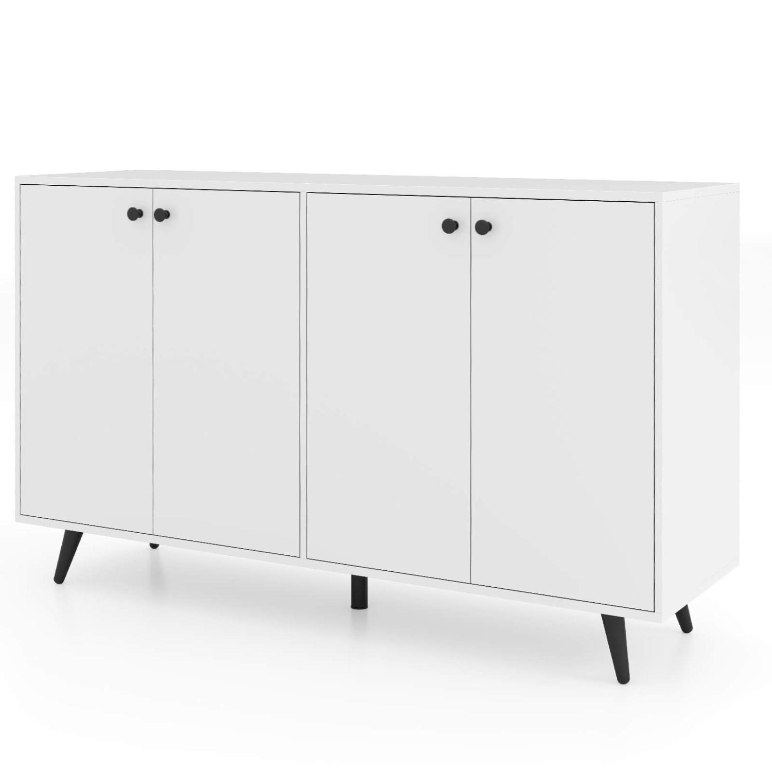 Buffet de Costway – Armoire de rangement moderne à 4 portes Mid Century Armoire d'appoint 50&nbsp;po brun/blanc