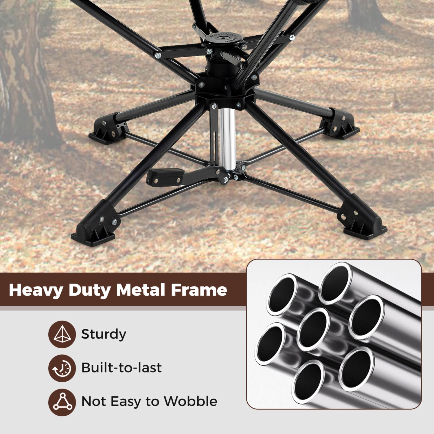 Goplus 360° Swivel Hunting Chair with Mesh Cup Holder & Storage Pockets Cozy Backrest