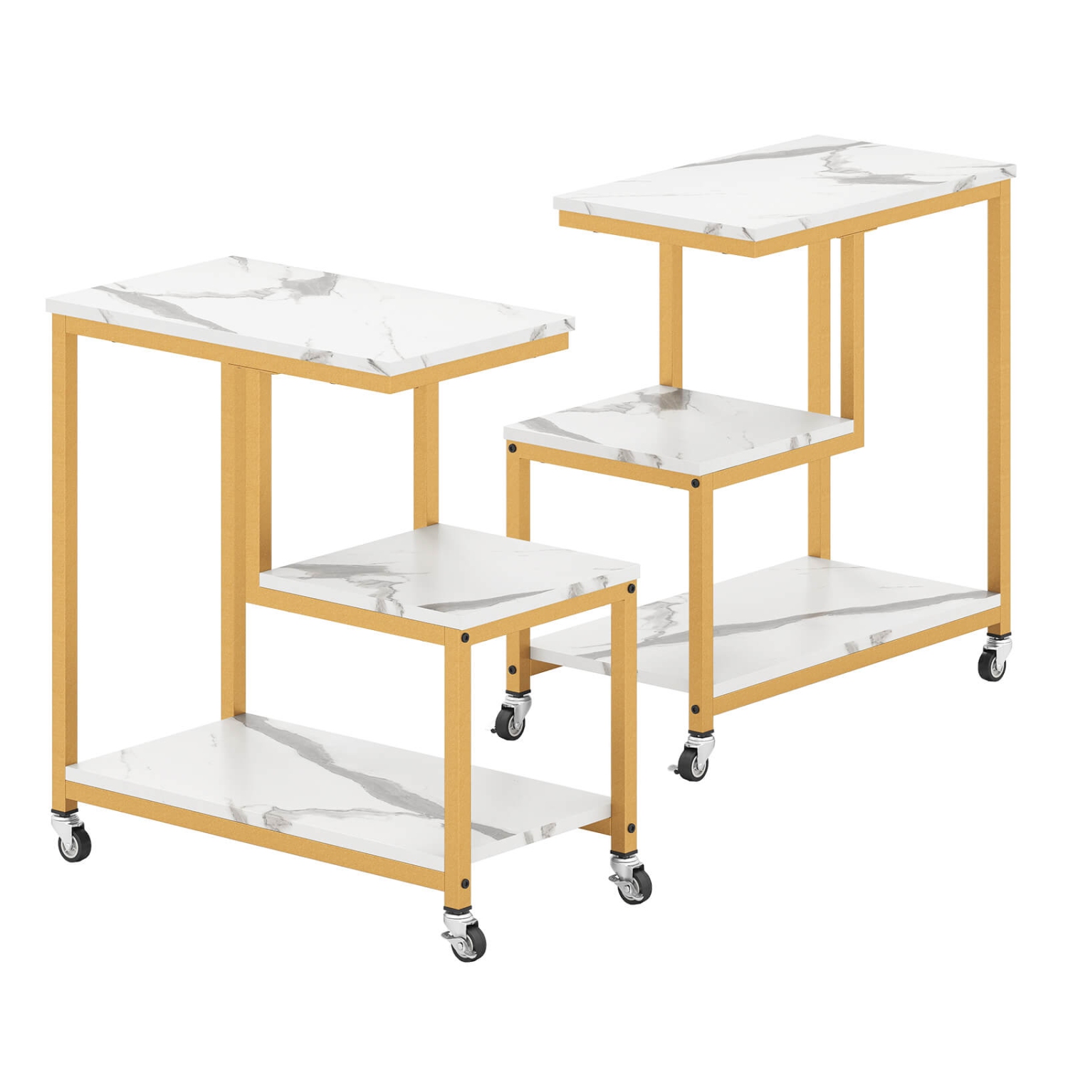 Table de bout moderne G 1/2 de Costway Table d'appoint 3 niveaux/tablettes de rangement Table d'appoint Gris/Blanc/Brun