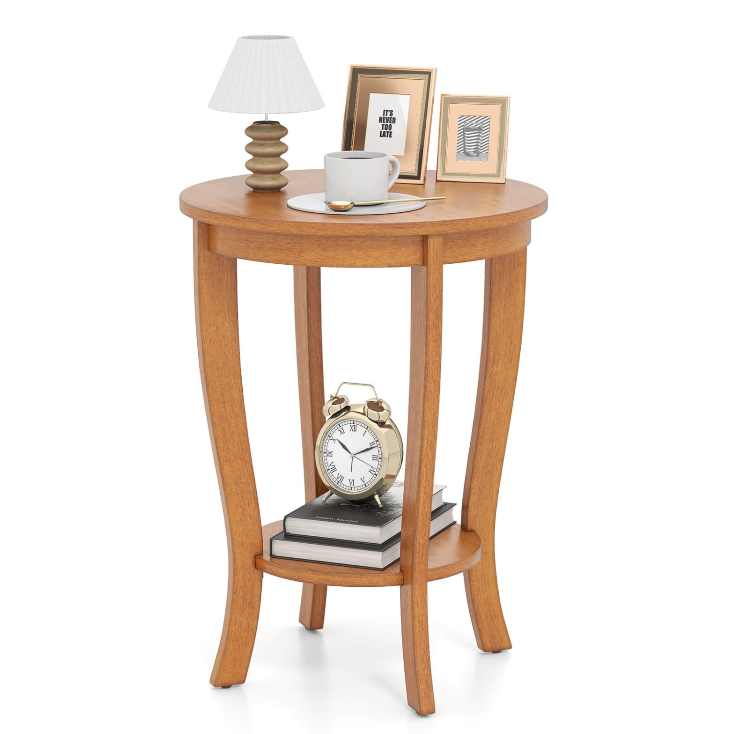 Table de bout ronde à 2 niveaux avec canapé d'appoint compact de 18&nbsp;po de Costway avec tablette de rangement