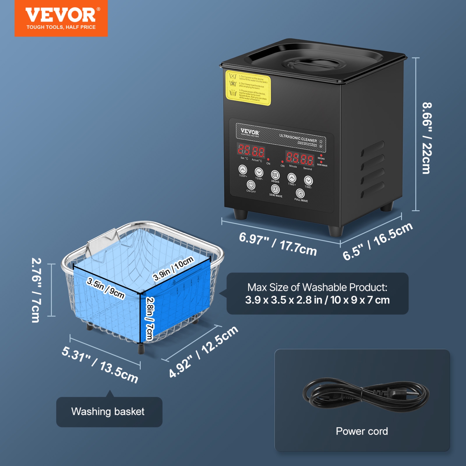 VEVOR 60W 2L Ultra Sonic Cleaner, Digital Sonic Cleaning Machine with Gentle Mode & Upgraded Degassing, 40kHz Ultrasound Cleaner Machine with Heater