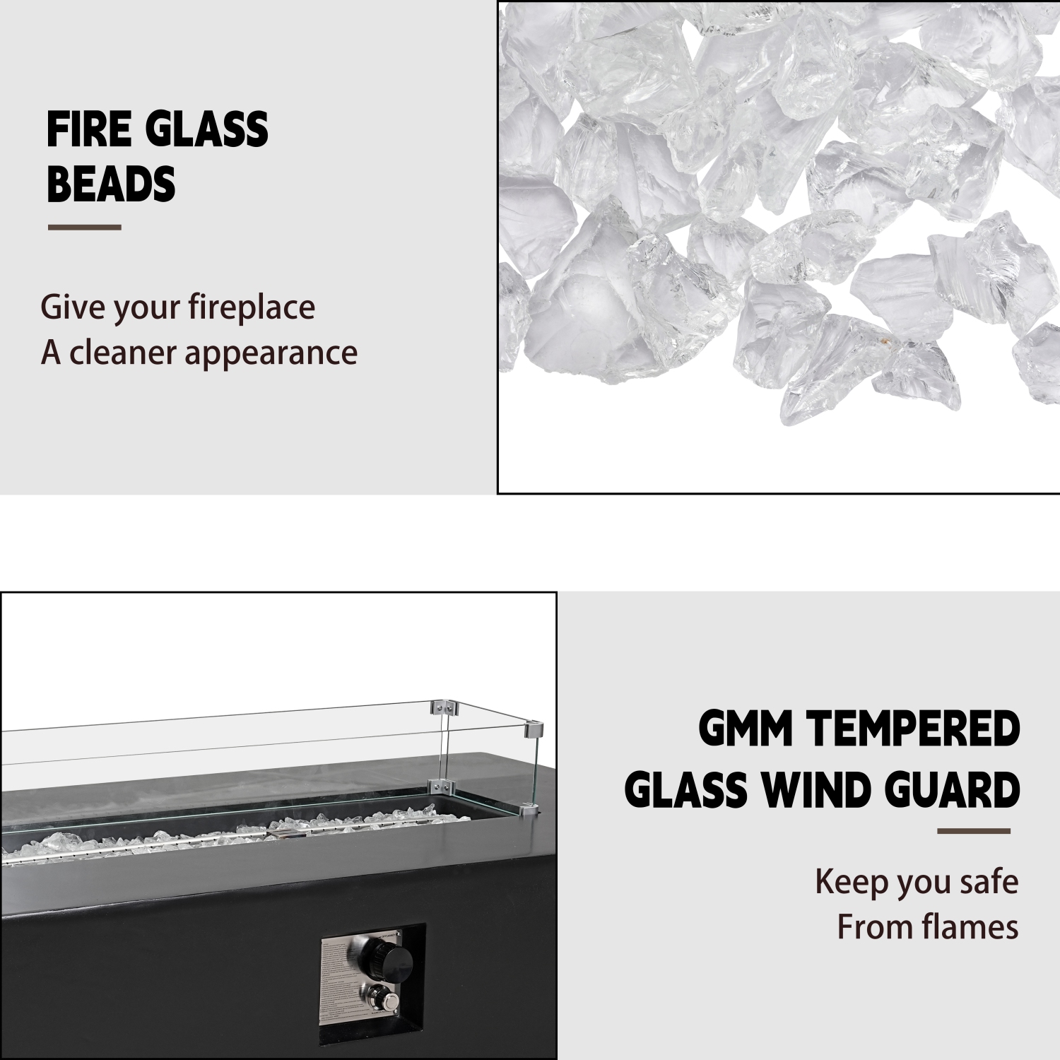 56-Inch Rectangular Patioflame sets -50000 BTU burner- Black