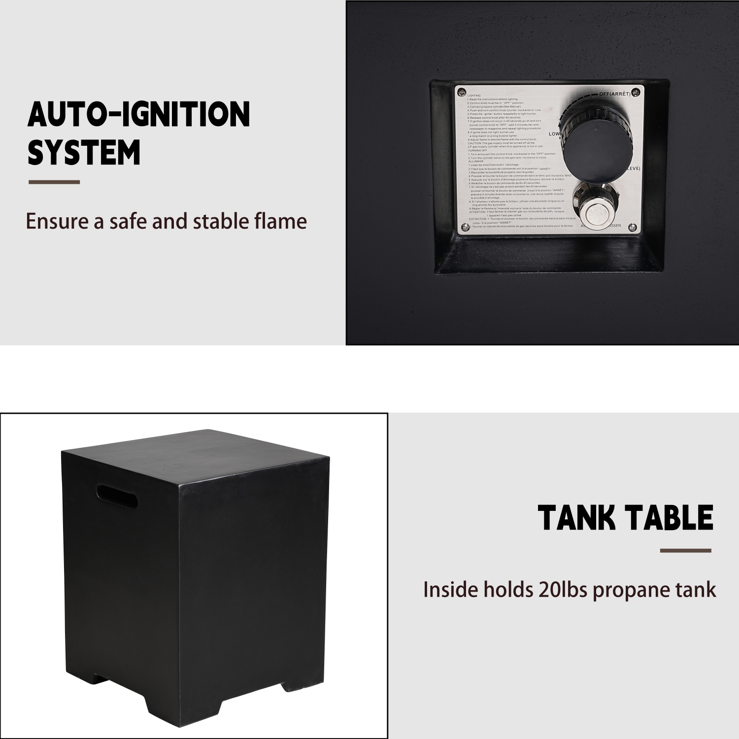 56-Inch Rectangular Patioflame sets -50000 BTU burner- Black