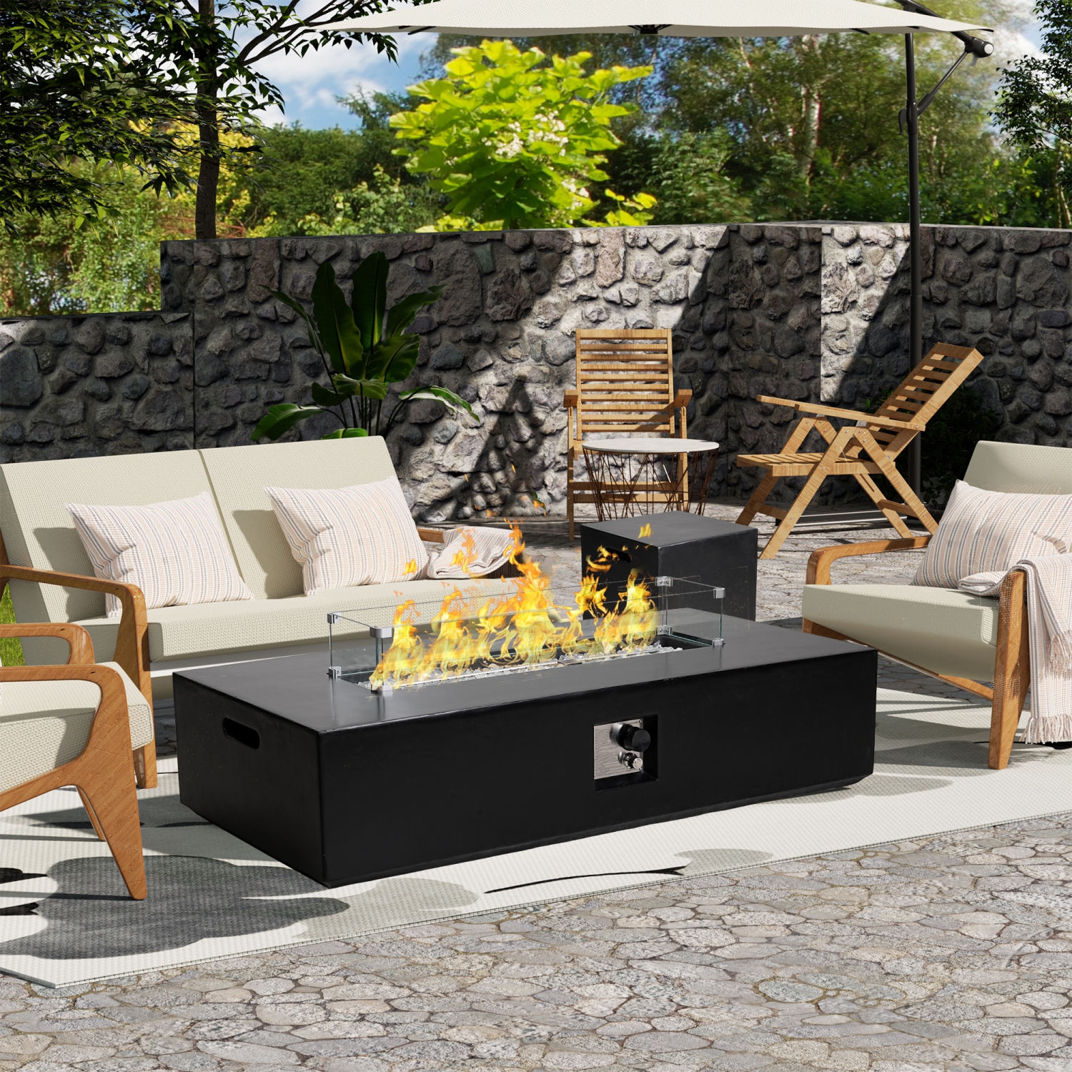 56-Inch Rectangular Patioflame sets -50000 BTU burner- Black
