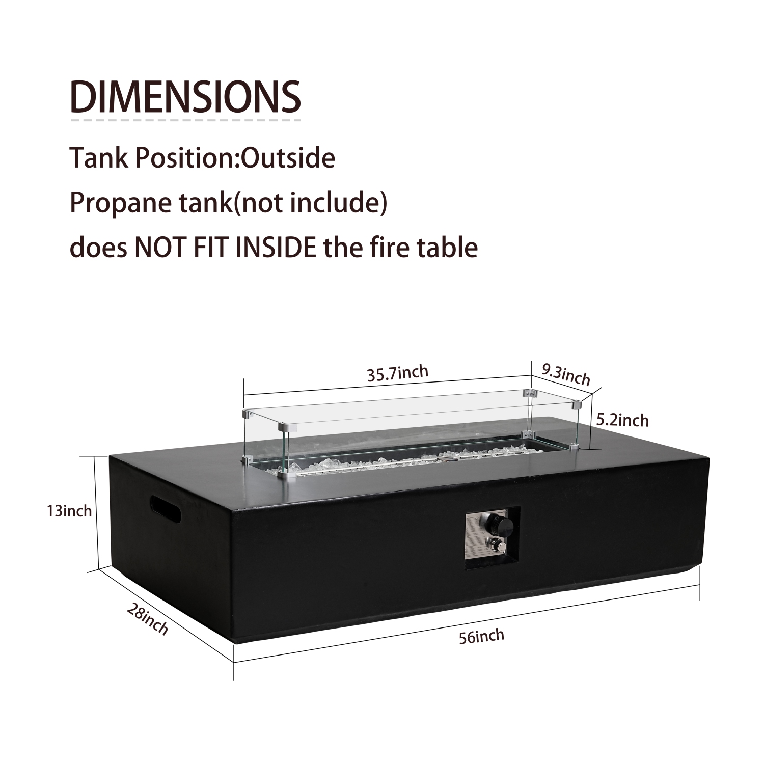 56-Inch Rectangular Patioflame sets -50000 BTU burner- Black