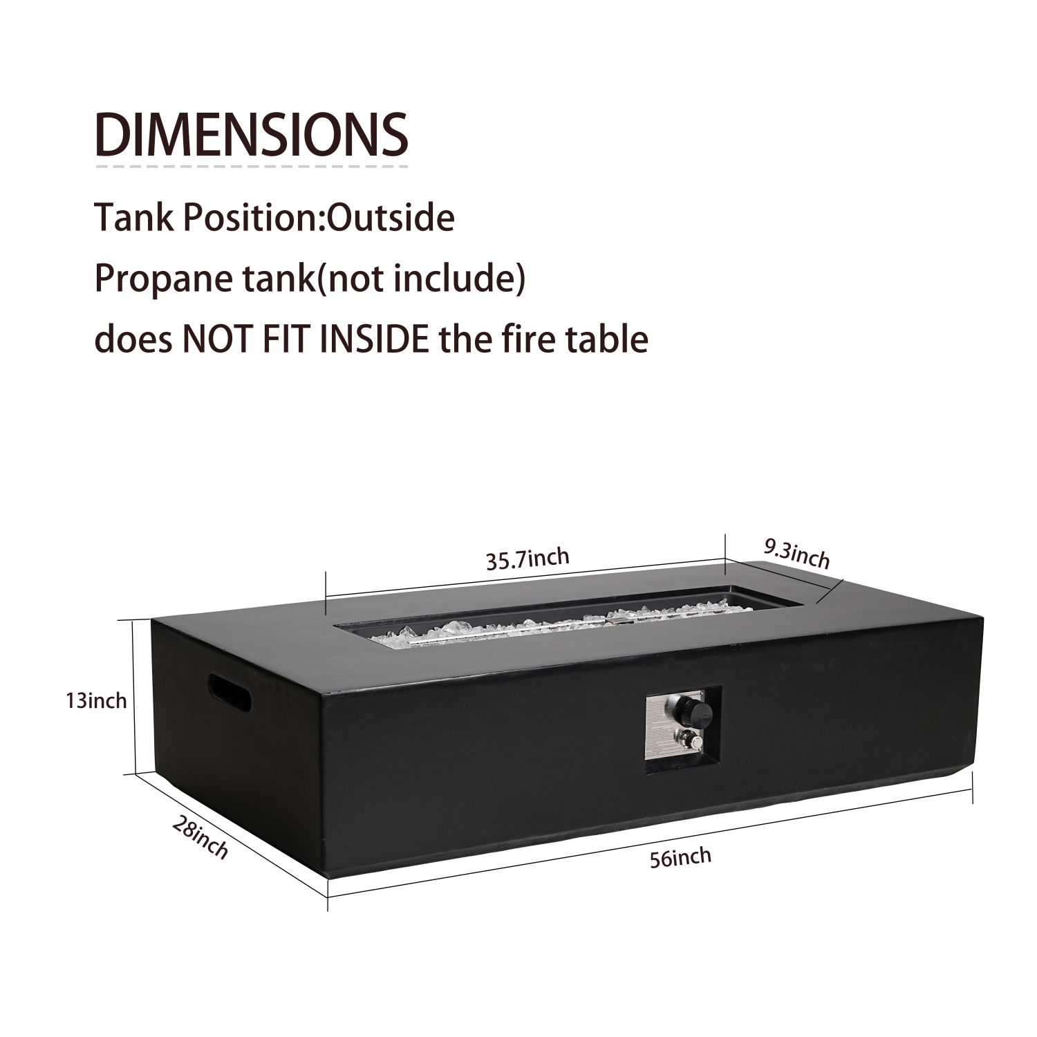 56-Inch Rectangular Patioflame sets -50000 BTU burner- Black