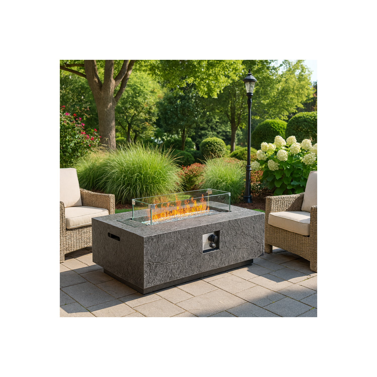 Table Patioflame rectangulaire de 48 po de ZACHVO - Gris