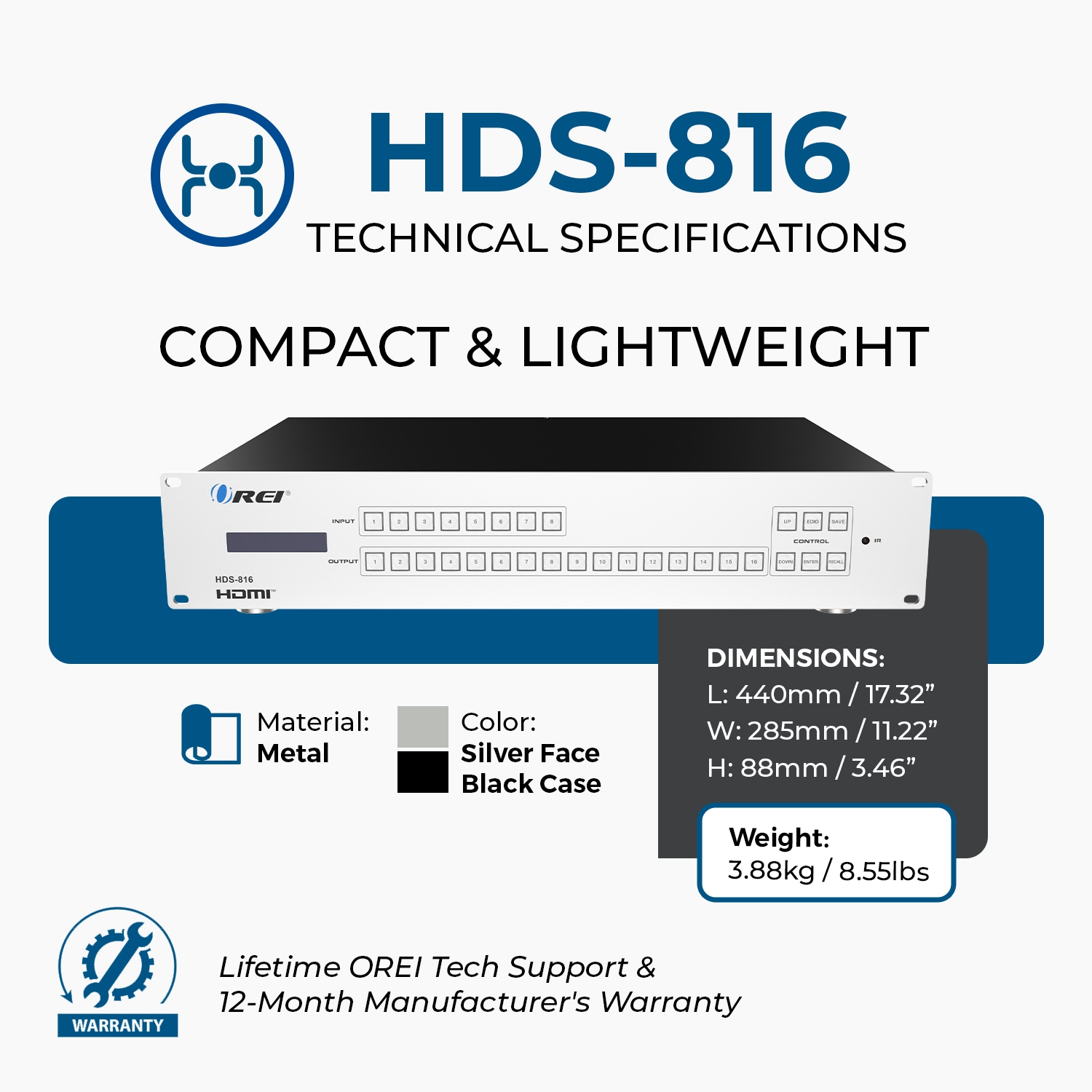 OREI 4K@30Hz 8x16 HDMI™ Matrix