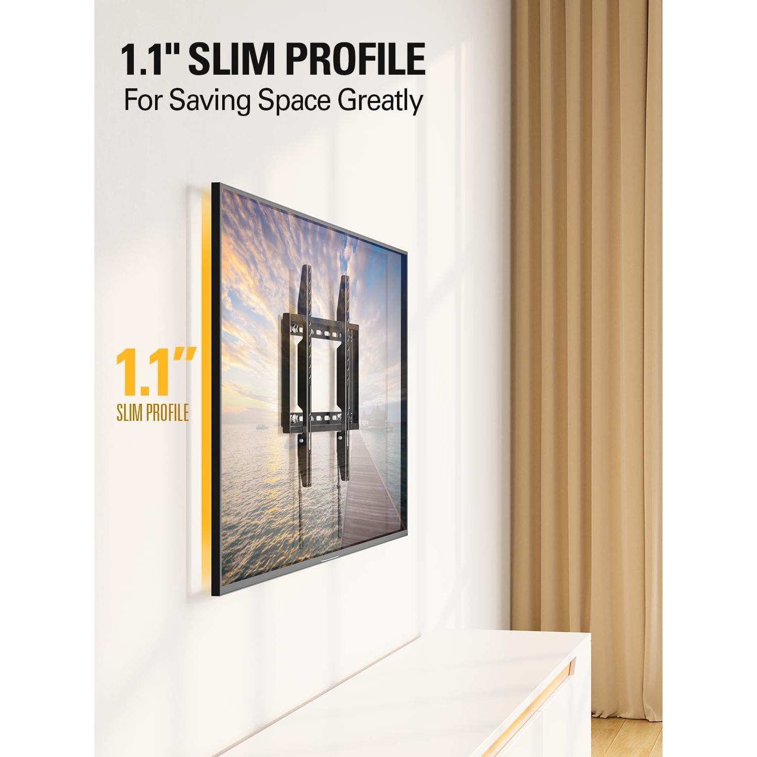 Mounting Dream TV Wall Mounts for Most 26-55" LED, LCD, Plasma TVs, Low Profile TV Mount fits 12", 16" Wood Studs, Fixed TV Bracket Up To VESA 400 x