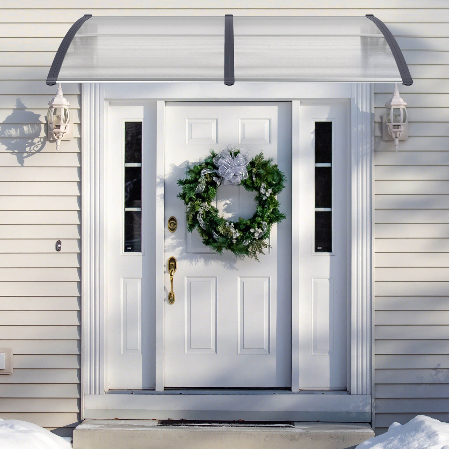 Costway 80" x 40" Patio Awning Canopy Outdoor Window Door Overhang Rain Snow Protection