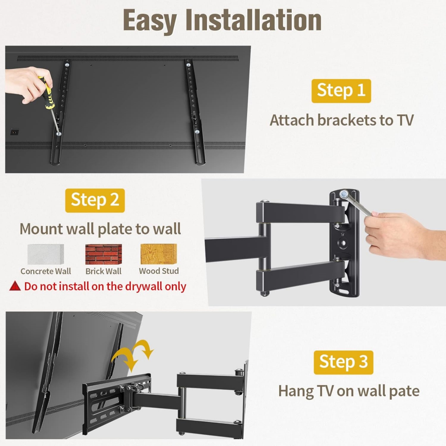 Mounting Dream Full Motion TV Wall Mount Corner Bracket with Center Design for Most of 26-55 Inch Flat Screen TV, with Swivel Articulating Arm, Up to