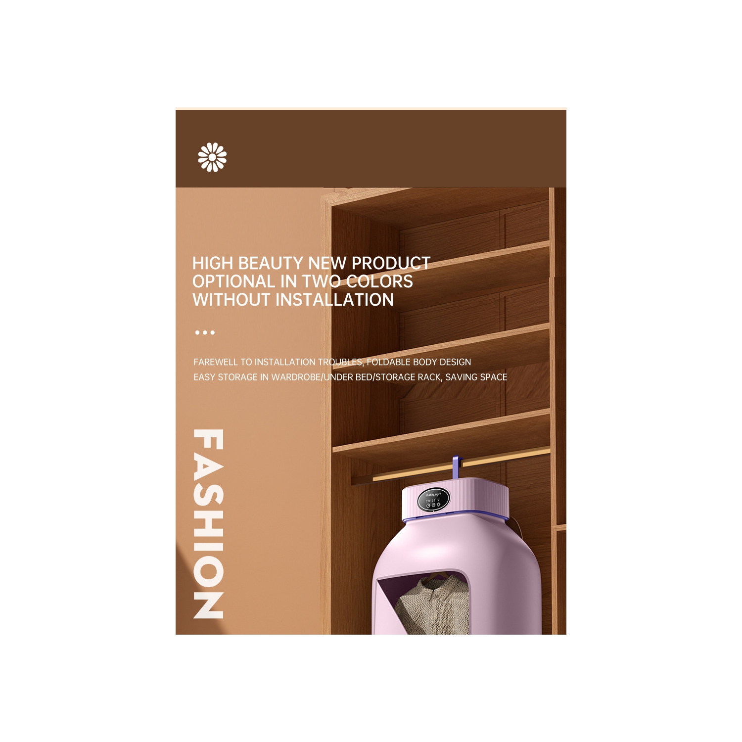 Sécheuse de voyage pliable et portative pour la maison, 2 modes – norme américaine – blanc