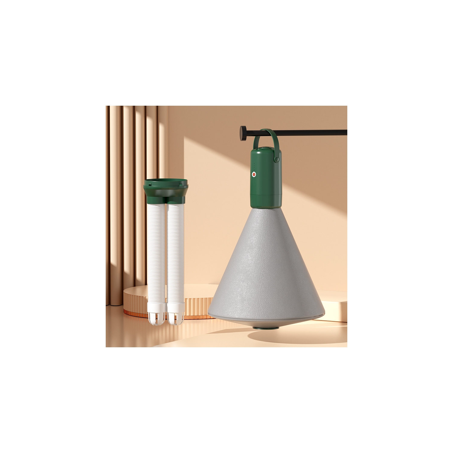 Small Home Dryer with Dust Mite Removal and Sterilization for Travel, Dorms, and Home Use - Includes Shoe Drying Tube - American Standard - Green