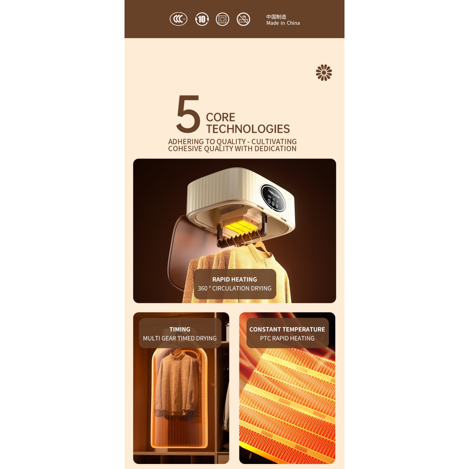 Foldable Portable Travel Dryer for Home Use, 2 Modes - US Standard - Pink