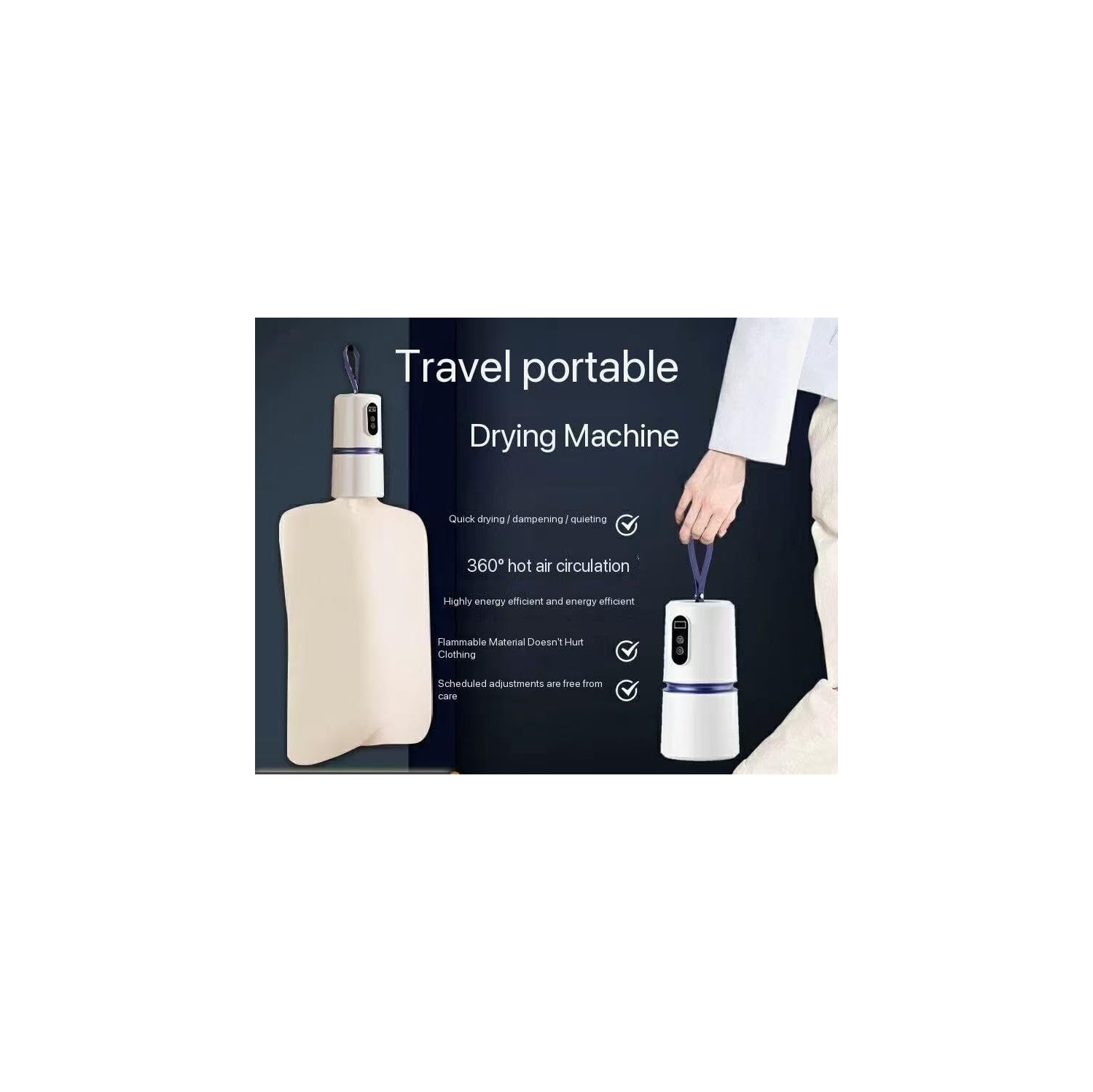 Portable foldable dryer for home and travel, compact size, perfect for light clothing/lingerie, comes with a dryer bag - US Standard