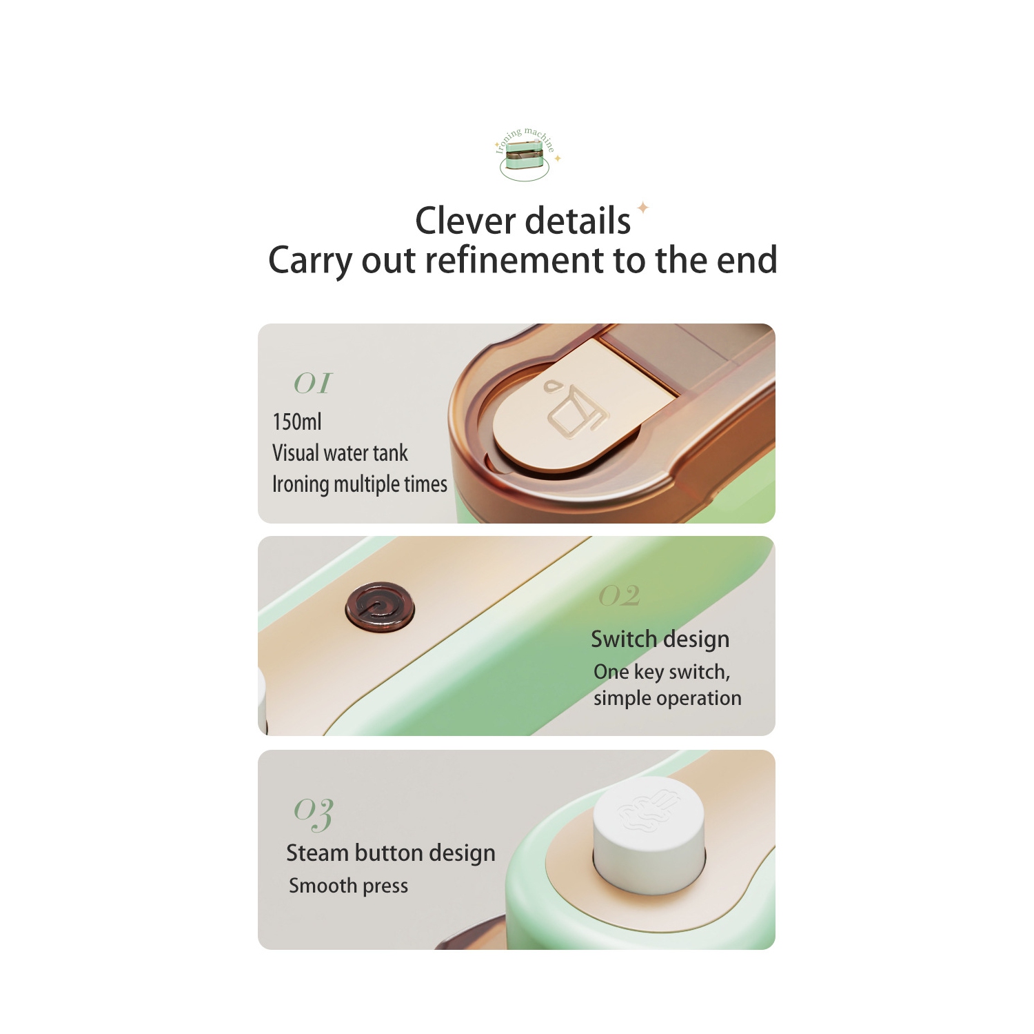 Small Handheld Garment Steamer Folding Rotary Electric Iron for Home Use Travel Large Capacity Steam Ironing Machine - US Spec - White