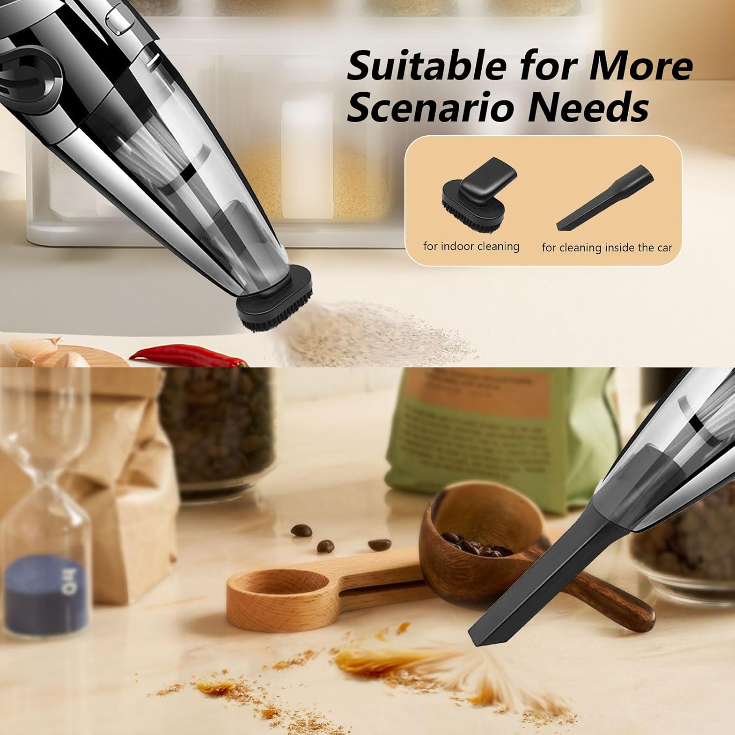 Car Vacuum Cleaner Cordless Handheld Vacuum Cleaner High-Power Wet/Dry Portable Vacuum Cleaner 4000Pa-R-6053 Black