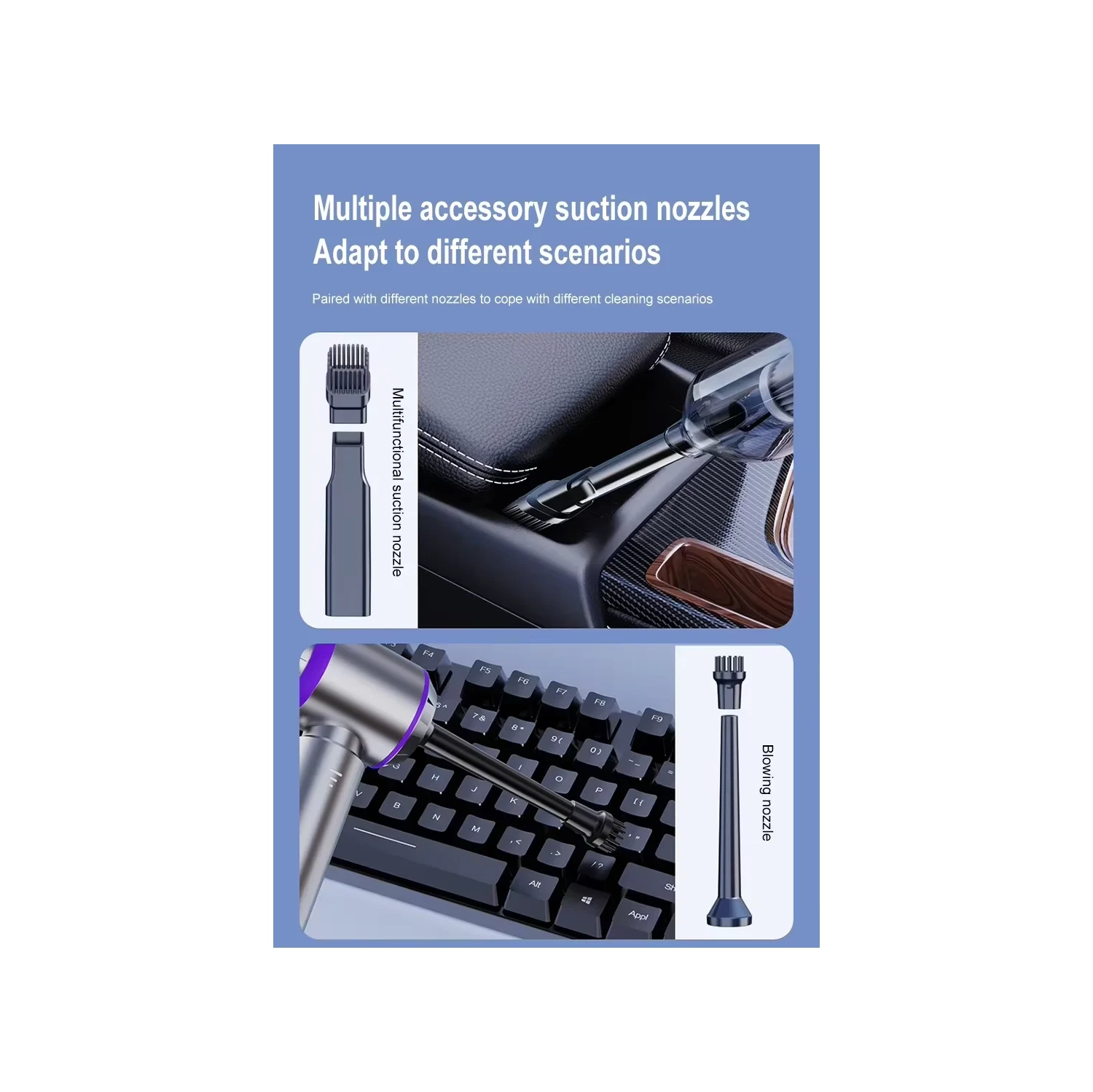 Small Car Vacuum Cleaner with High Suction Power, Portable, Inflatable, Dual-Purpose Handheld Car Vacuum Blower - CY-109 Digital Display, Gray and