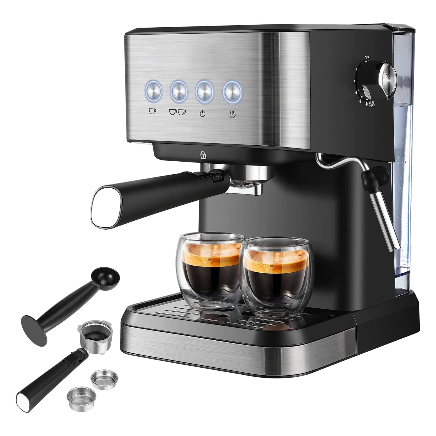 Home-use Italian drip coffee machine with touch panel cappuccino coffee maker, milk frother, steam wand, home and barista latte machine - CM3010 -