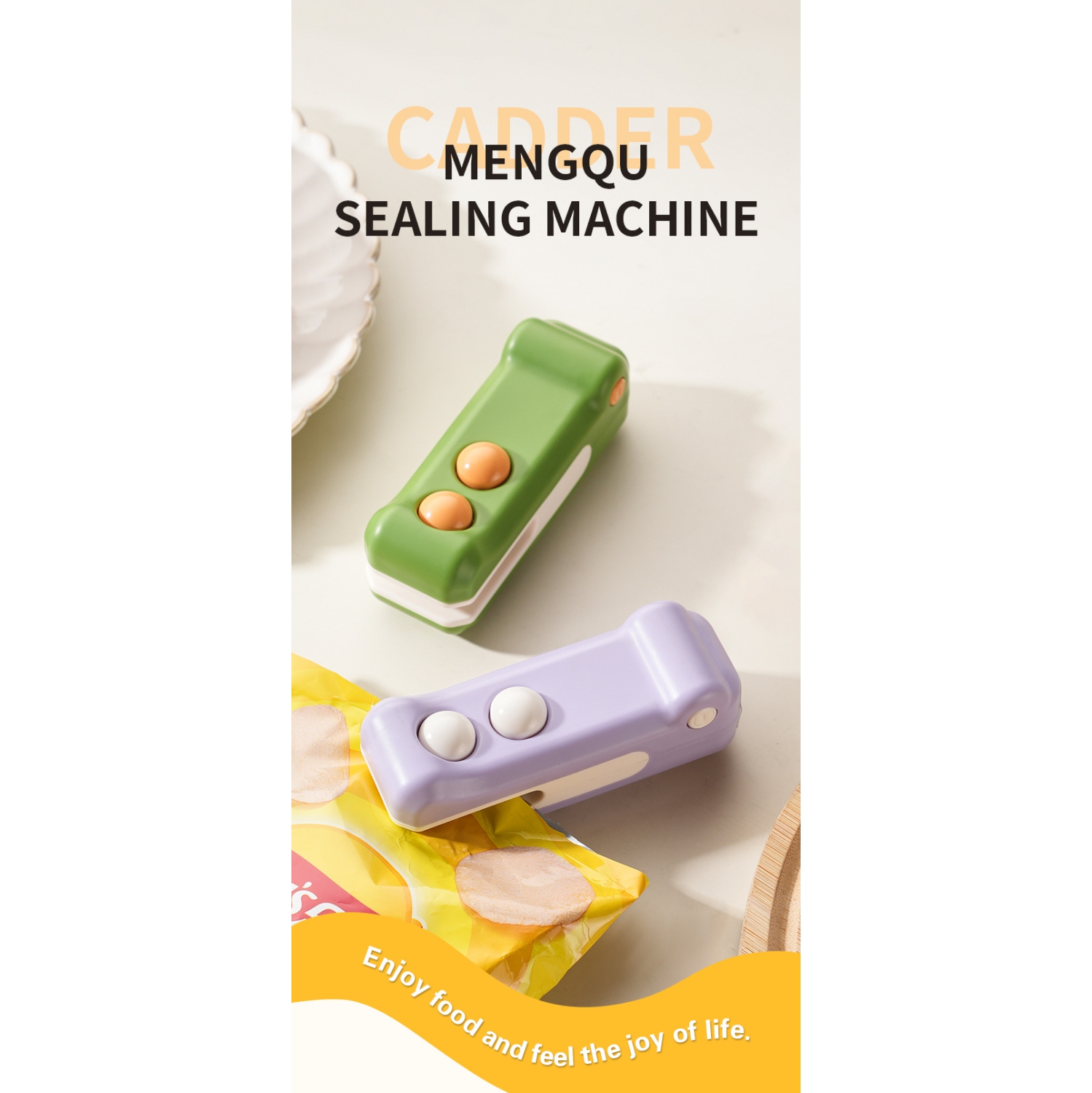 Hot selling mini sealing machine household hand pressure sealer magnetic suction portable small snack moisture-proof sealing machine - purple
