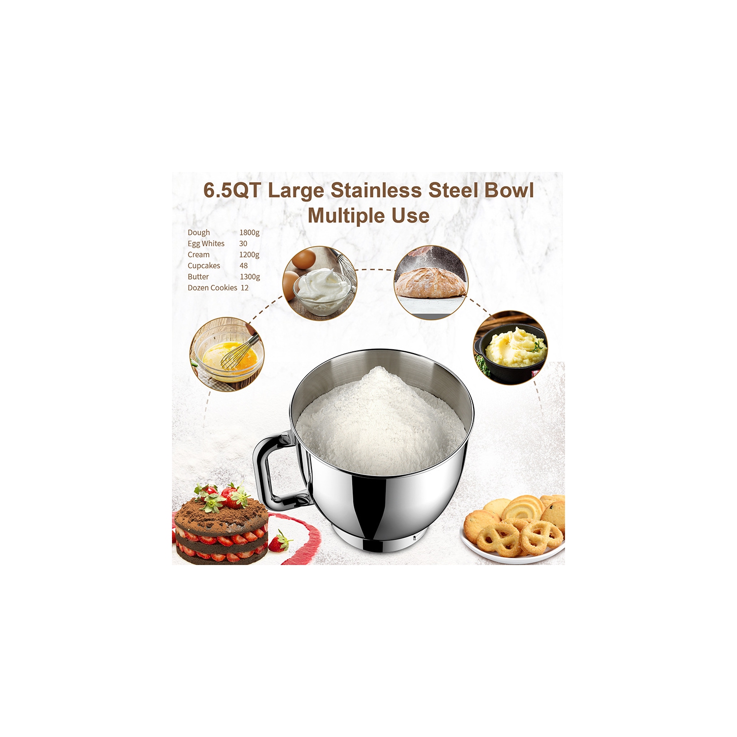 Présentoir Batteur sur socle Appareil de cuisine domestique Batteur à pâte automatique Petit appareil de cuisine – Blanc