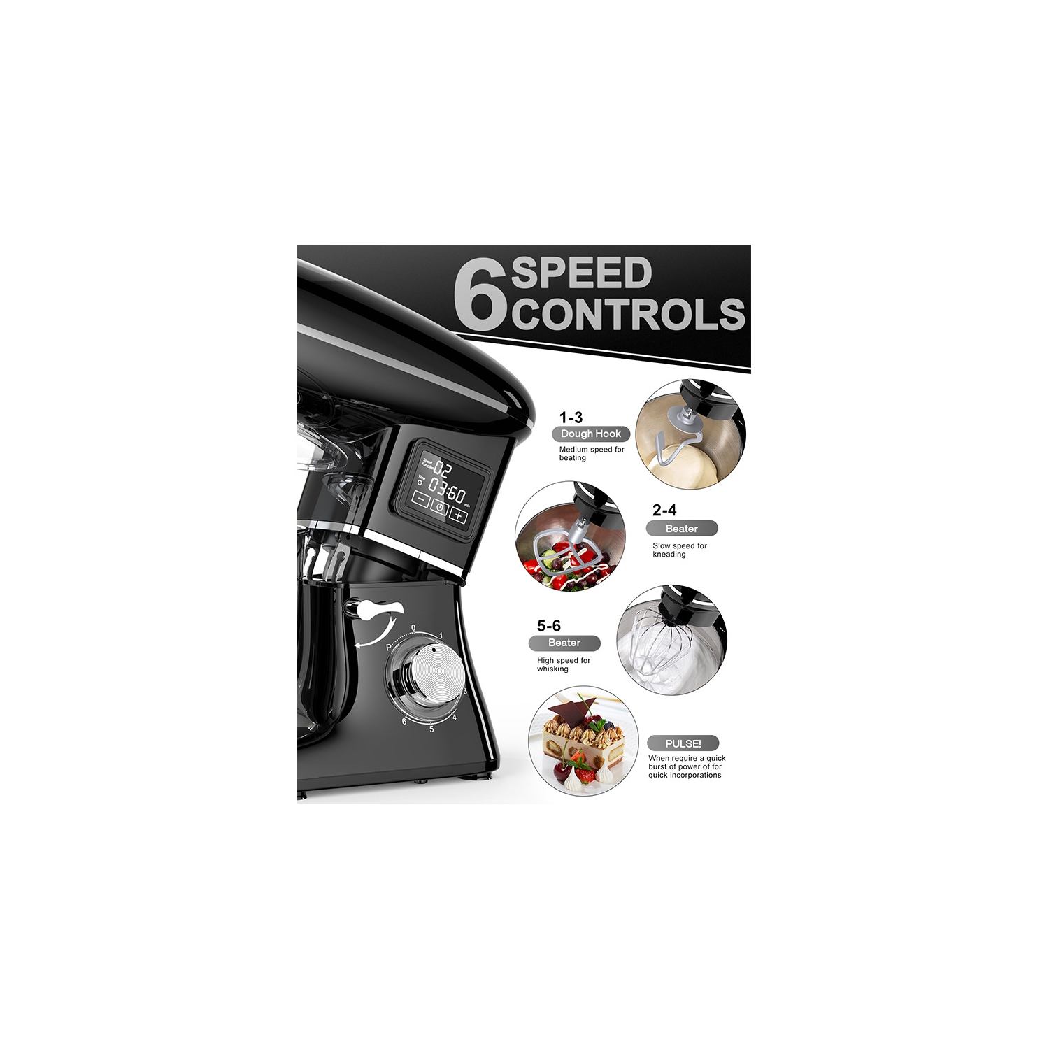 Présentoir Batteur sur socle Appareil de cuisine domestique Batteur à pâte automatique Petit appareil de cuisine – Blanc