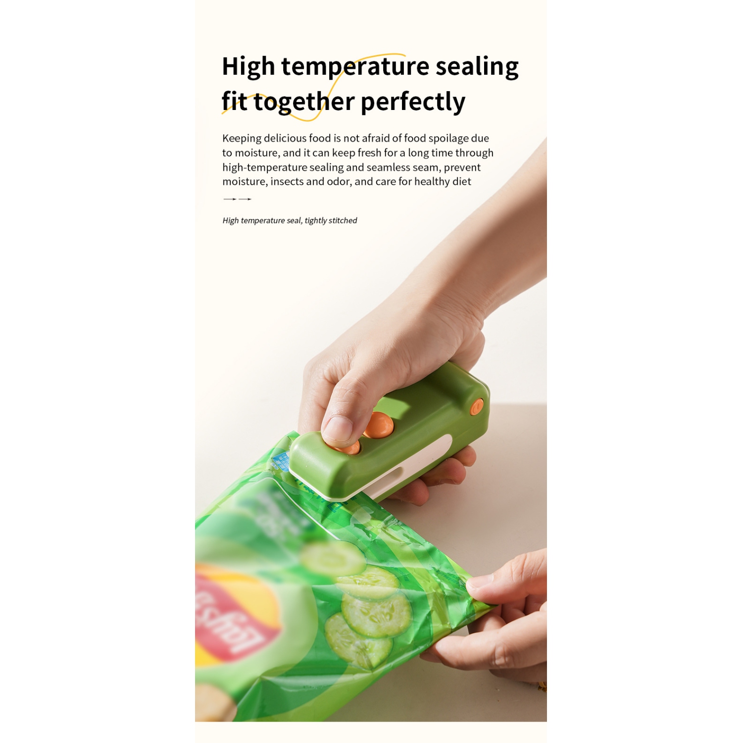 Hot selling mini sealing machine household hand pressure sealer magnetic suction portable small snack moisture-proof sealing machine - green