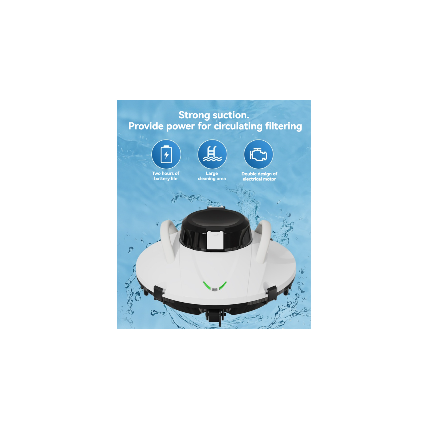 Wireless pool robot, fine filter, automatic wall, 120 minutes powerful floor cleaning, pool cleaner for pool cleaning, swimming pool