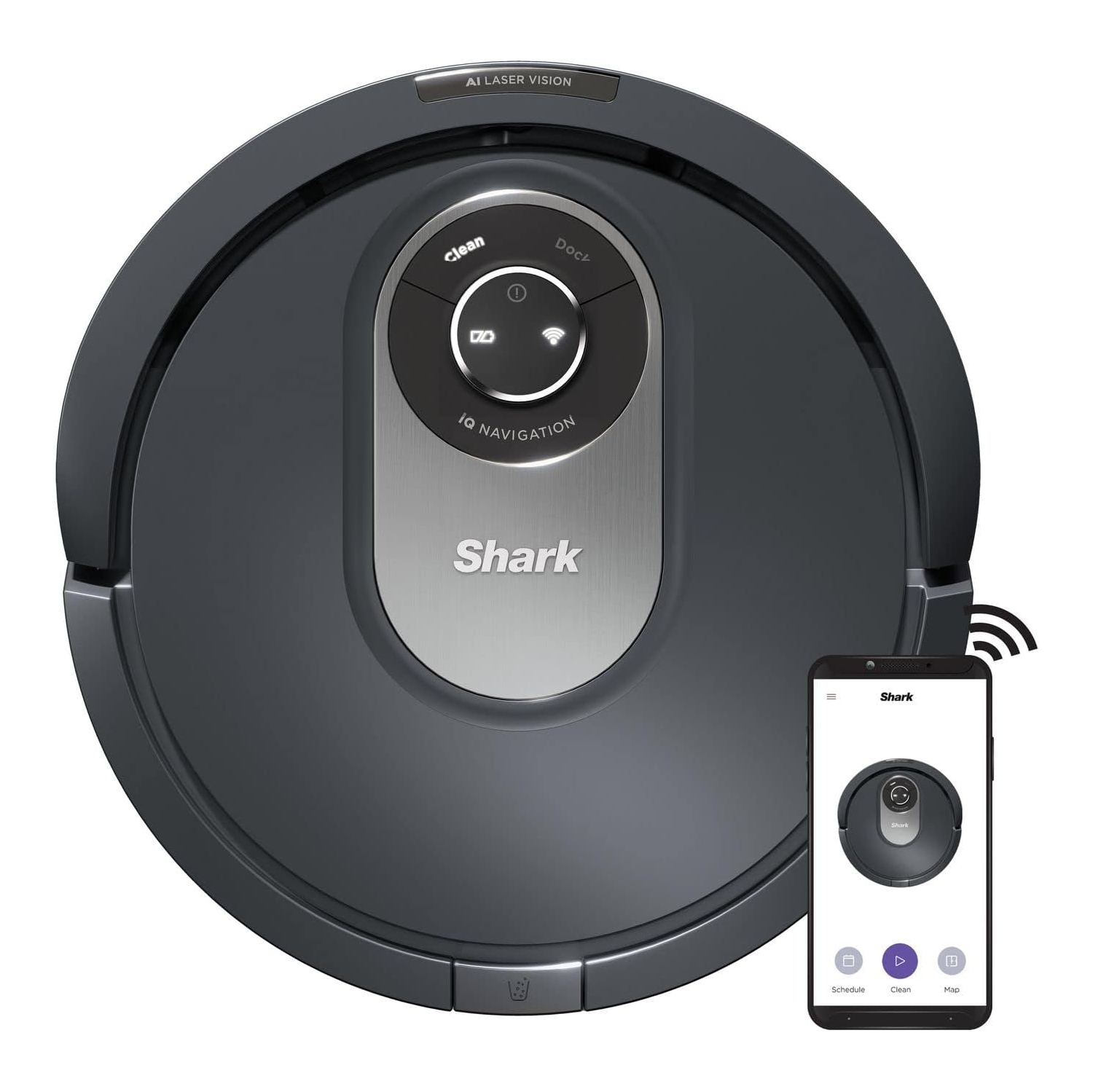 Aspirateur robot à intelligence artificielle avec navigation IQ de Shark - Gris
