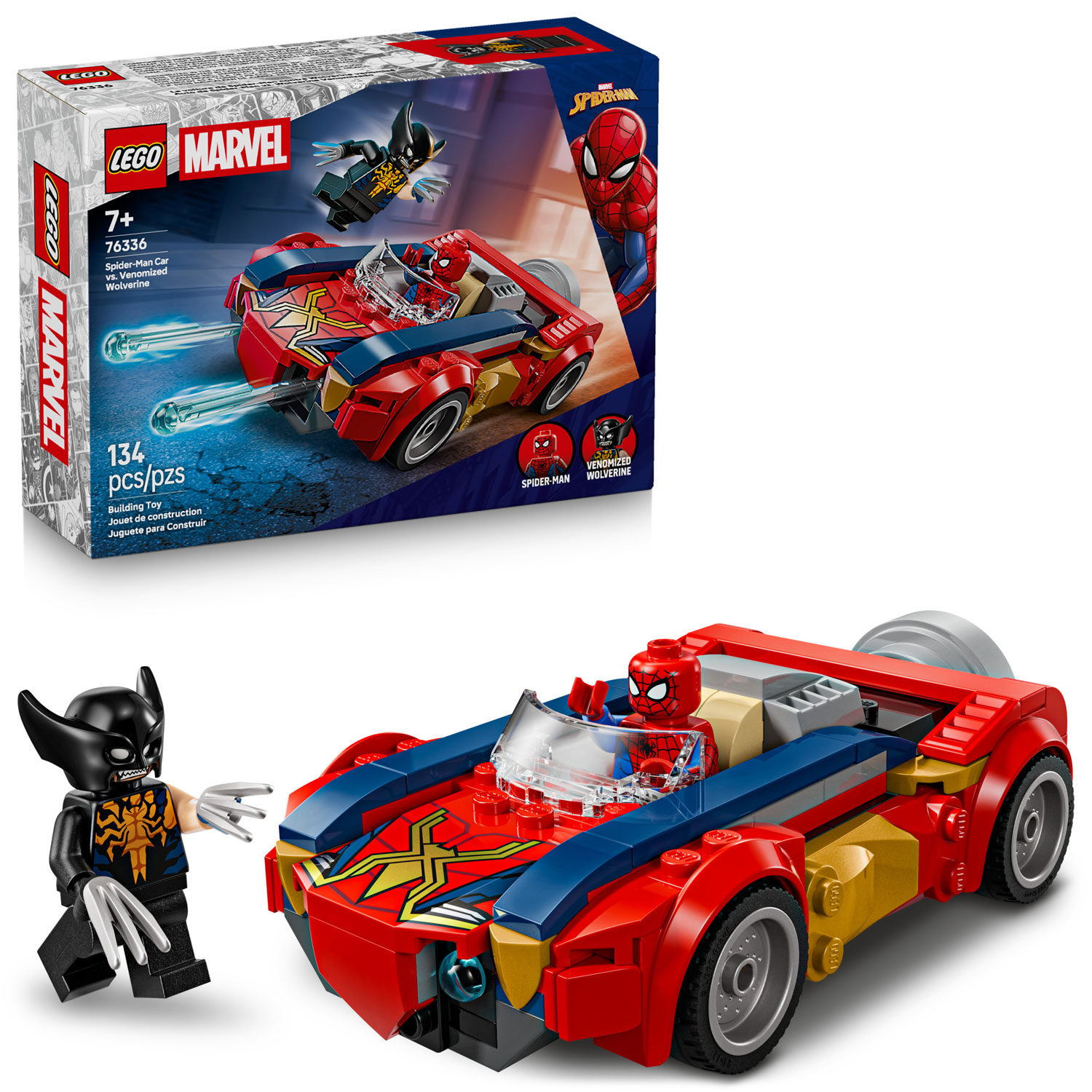 LEGO Marvel : La voiture de Spider-Man contre Wolverine venomisé - 134 pièces