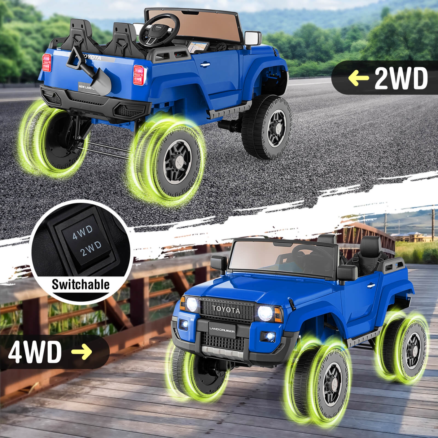 Costway 24V 2 Seater Ride on Car for Kids Licensed Toyota LC250 Ride on Truck with Remote Black/Gray/Navy/Pink/Red