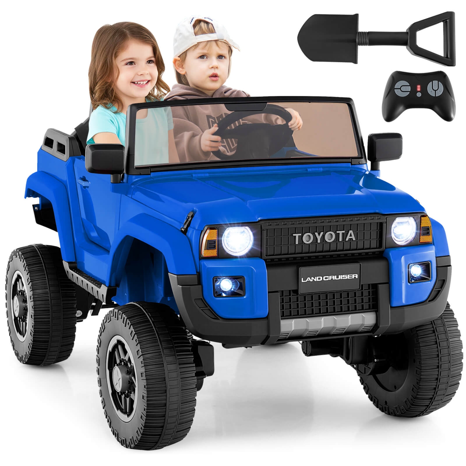 Costway 24V 2 Seater Ride on Car for Kids Licensed Toyota LC250 Ride on Truck with Remote Black/Gray/Navy/Pink/Red