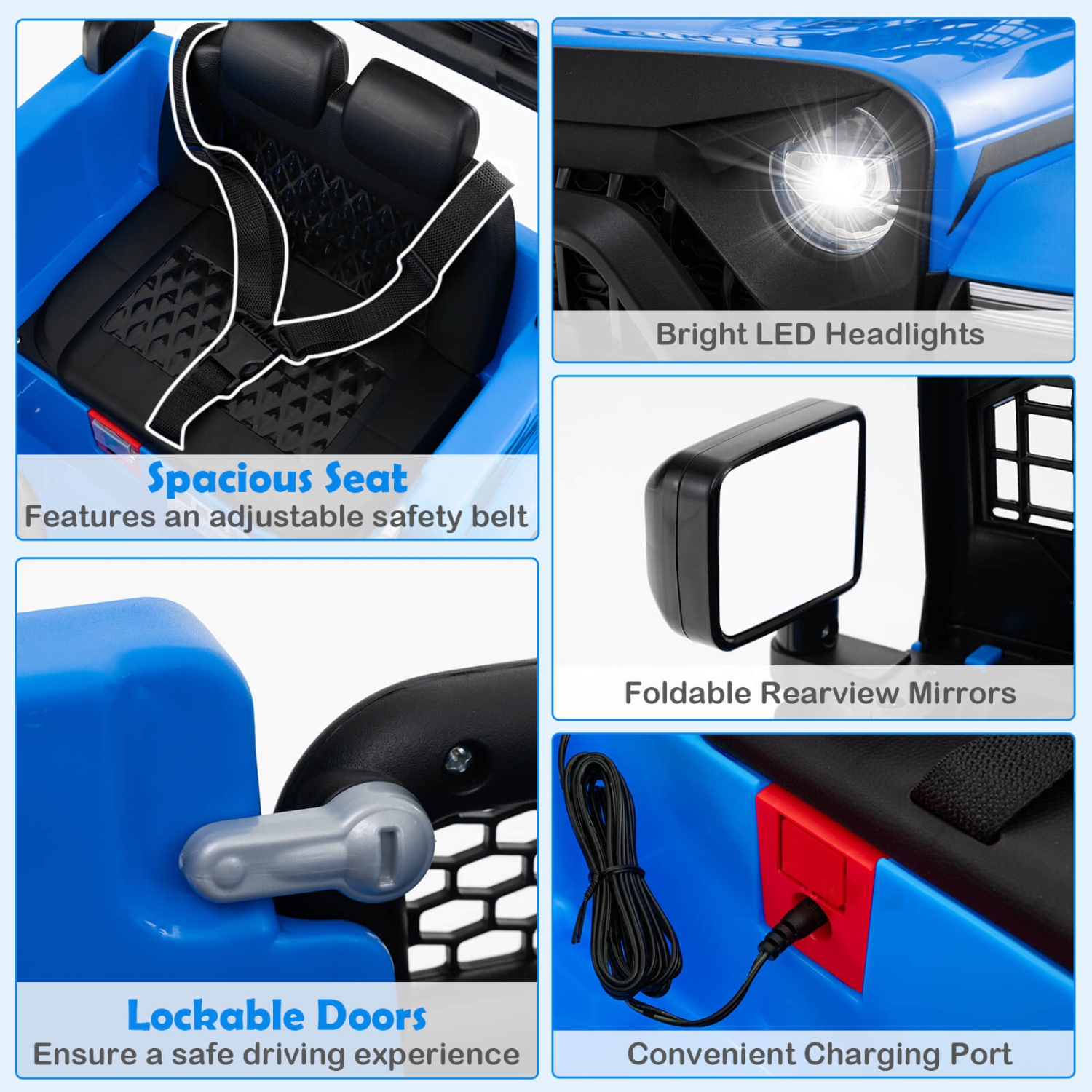 Véhicule électrique à batterie pour enfants 12 V de Costway avec télécommande Blanc/Violet/Rouge/Bleu/Noir/Rose