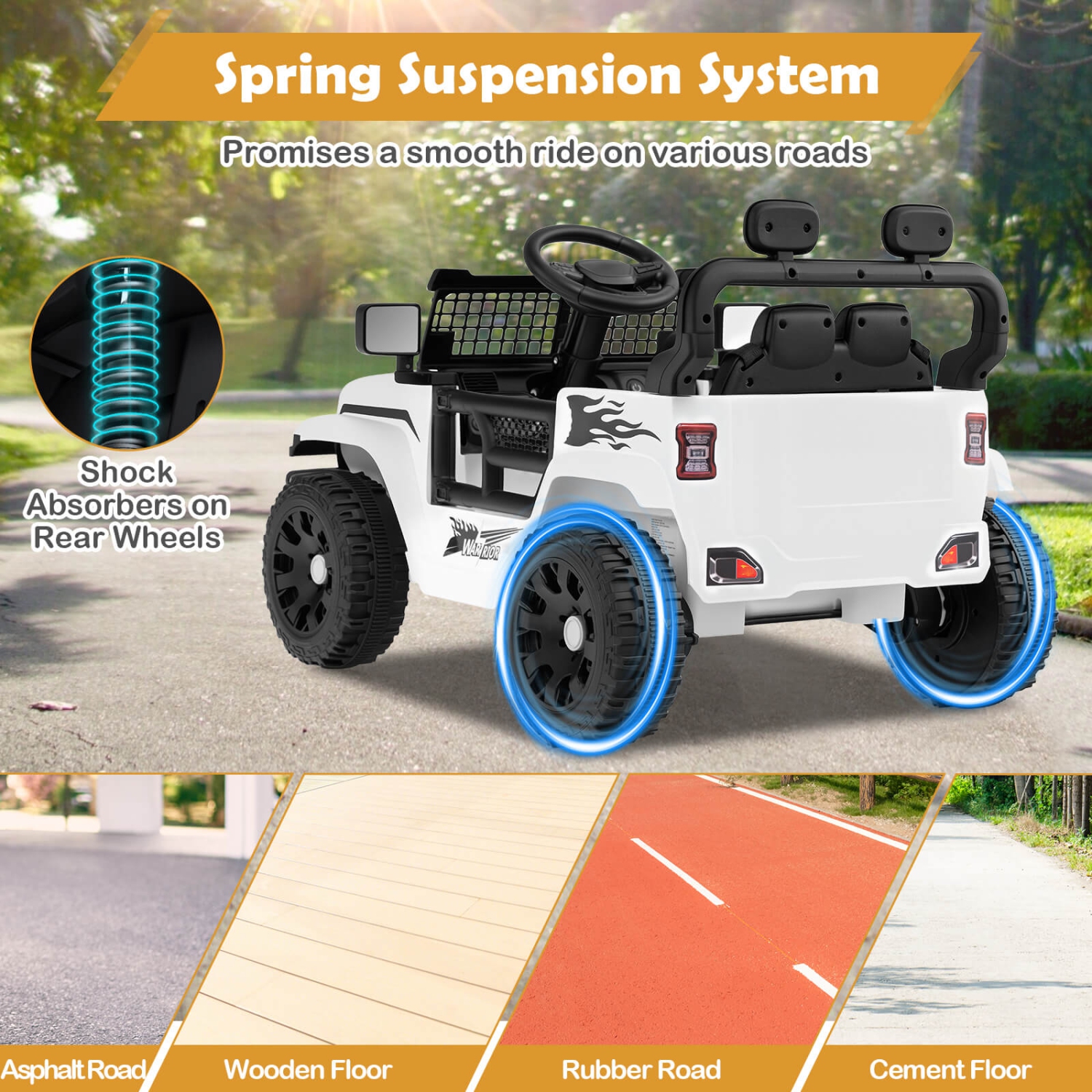 Véhicule électrique à batterie pour enfants 12&nbsp;V de Costway avec télécommande Blanc/Violet/Rouge/Bleu/Noir/Rose