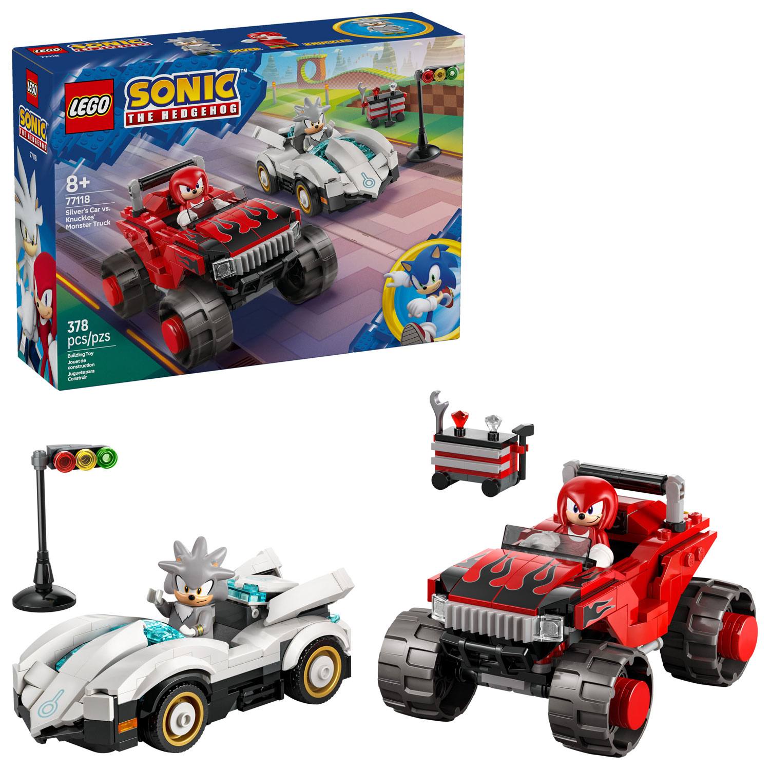 LEGO Sonic : La voiture de Silver contre le camion monstre de Knuckles - 378 pièces