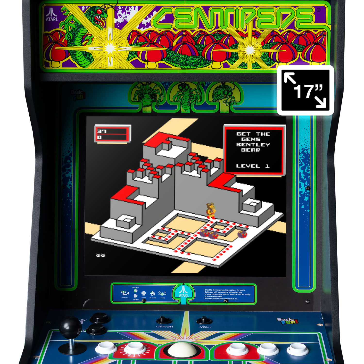 Borne d'arcade Atari Centipede Ultra Series Classics de Basic Fun