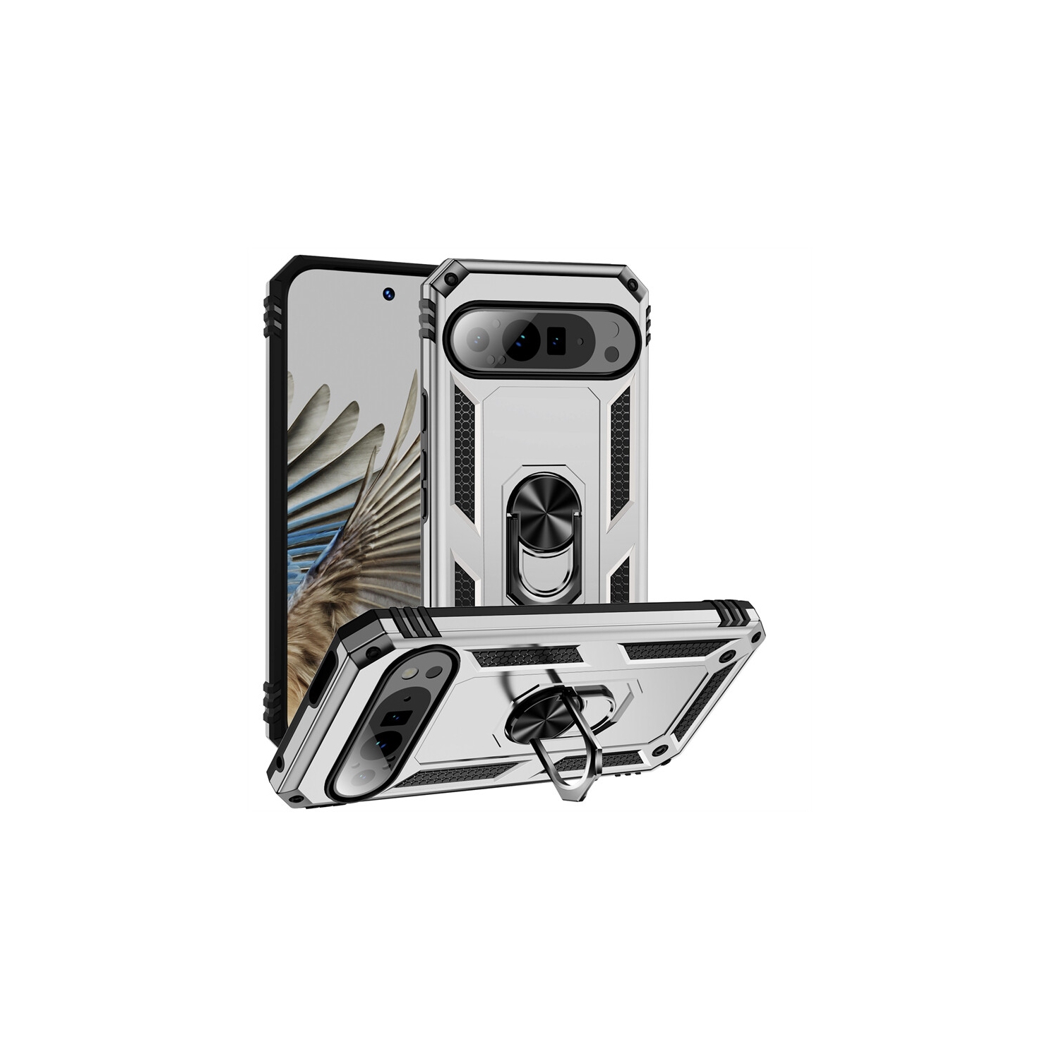 [CS] Anti-Drop Hybrid Magnetic Hard Armor Case with Ring Holder for Google Pixel 10 Pro XL, Grey