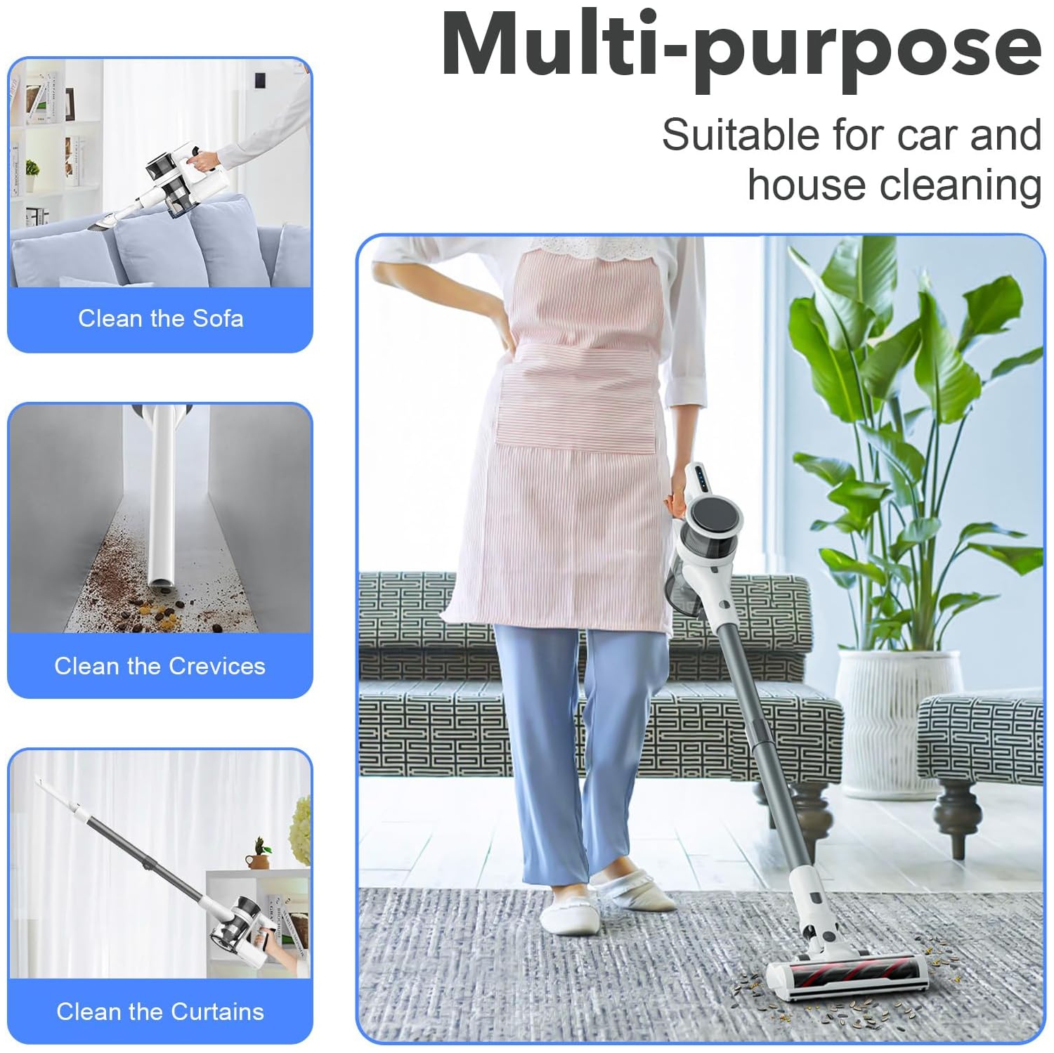 Aspirateur sans fil avec moteur de 80 000 tr/min et 2 modes réglables