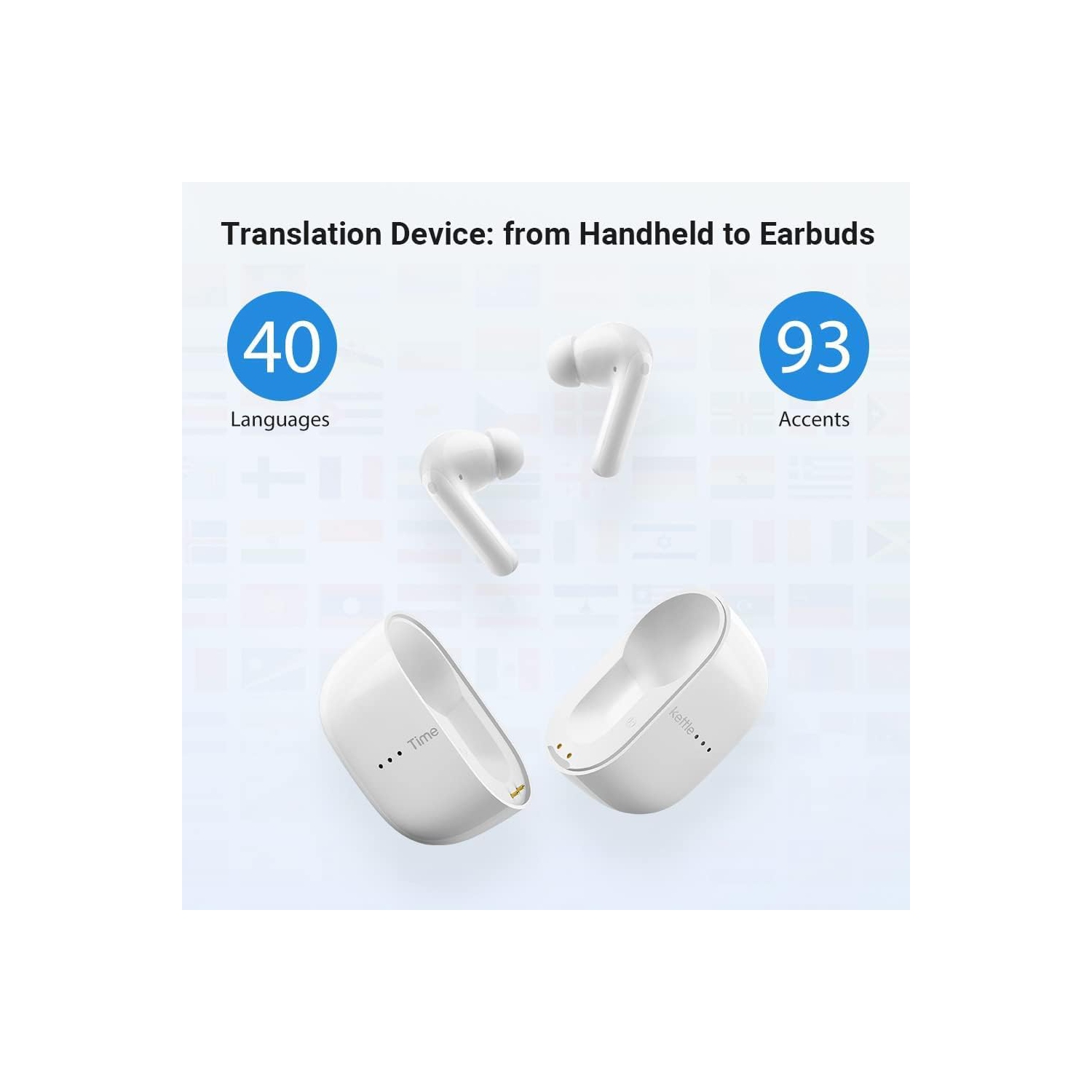 Timekettle M3 Language Translator Earbuds, Two-Way Translator Device with APP for 40 Languages and 13 Offline Translation Packs, Fast Reaction with