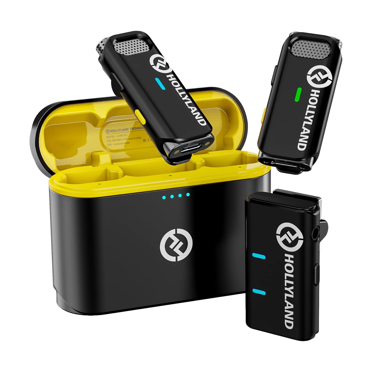 Hollyland Lark M1 2.4GHz Wireless Lavalier Microphone System, 650ft Range Noise Cancellation Dual-Channel, 2TX+1RX+Charging Case - Open Box